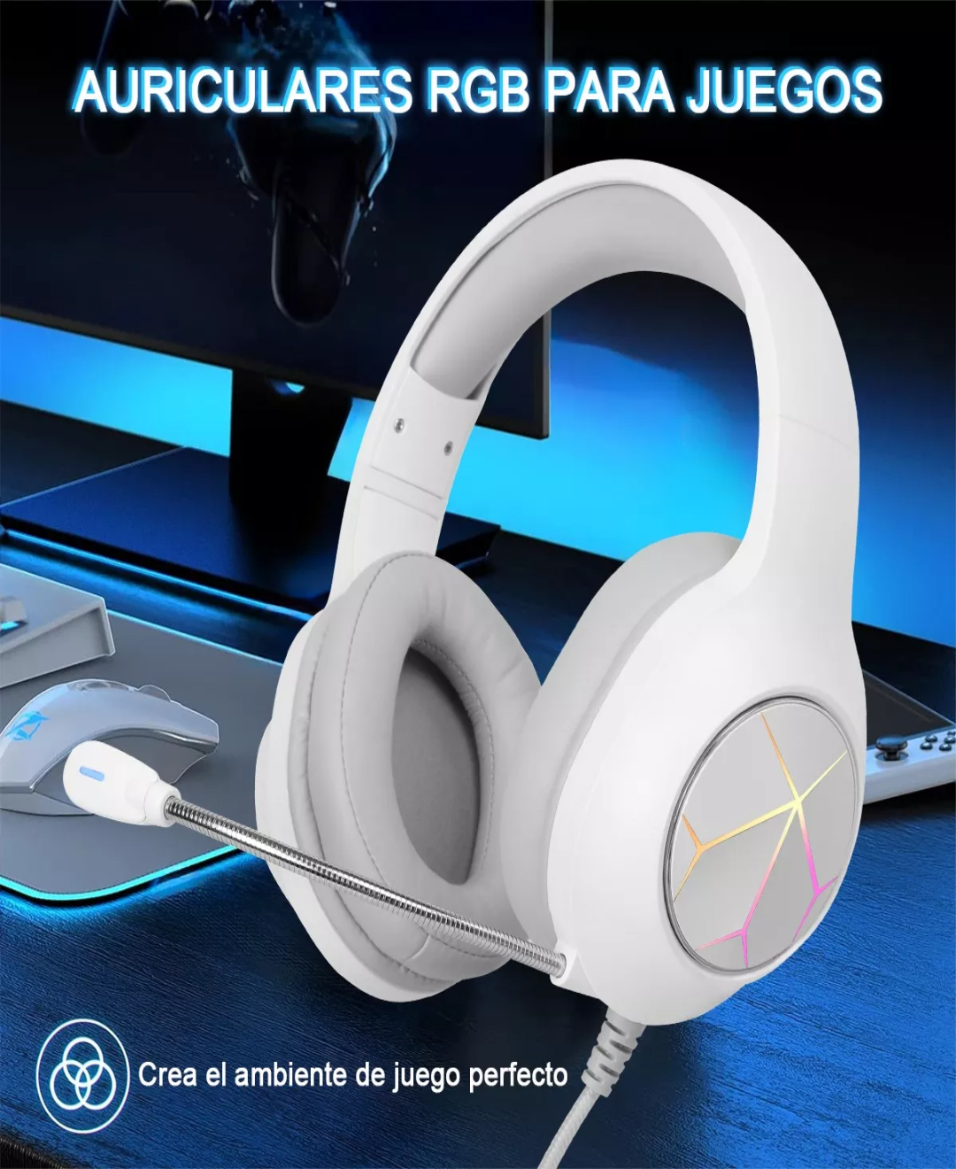 Audífonos Gamer Alámbricos Diadema Led Con Juegos Mic