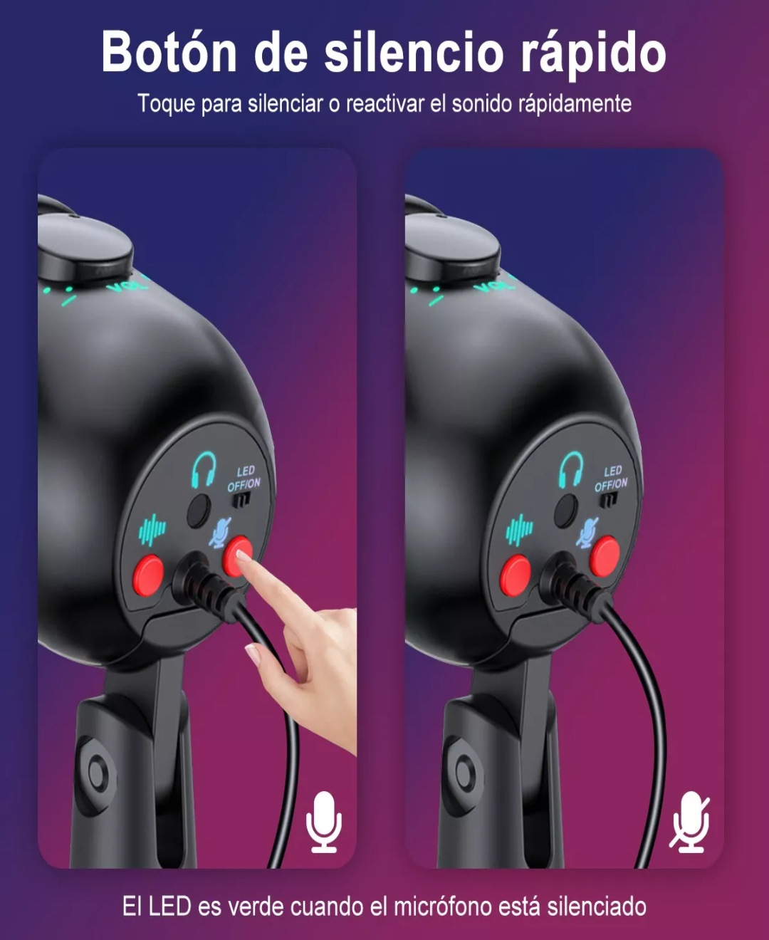 Micrófono Condensador Usb Cardioide Rgb Podcast Pc Gamer