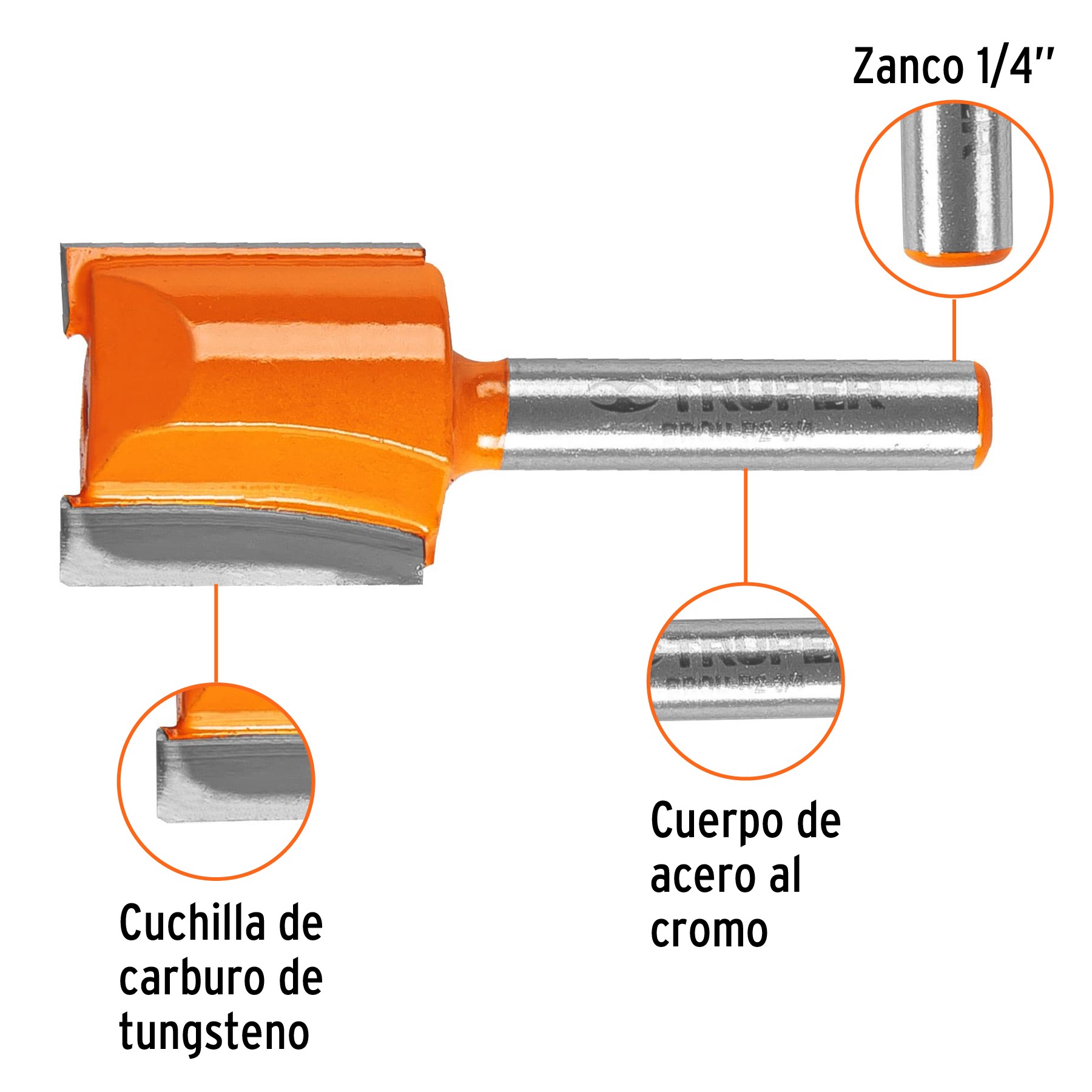 BROCA PARA ROUTER, RECTA 2 FILOS, 3/4", TRUPER 11459