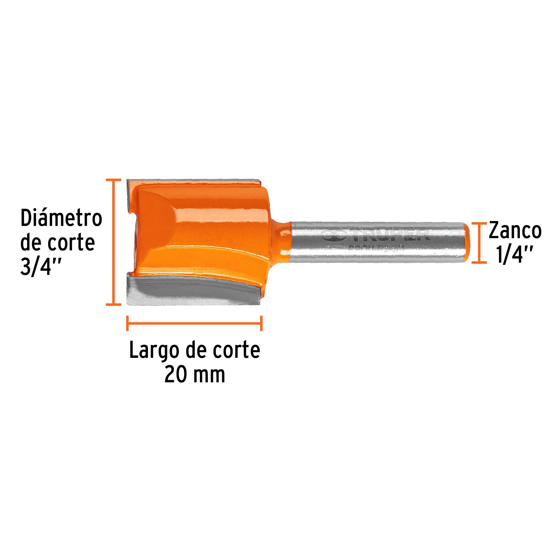 BROCA PARA ROUTER, RECTA 2 FILOS, 3/4", TRUPER 11459