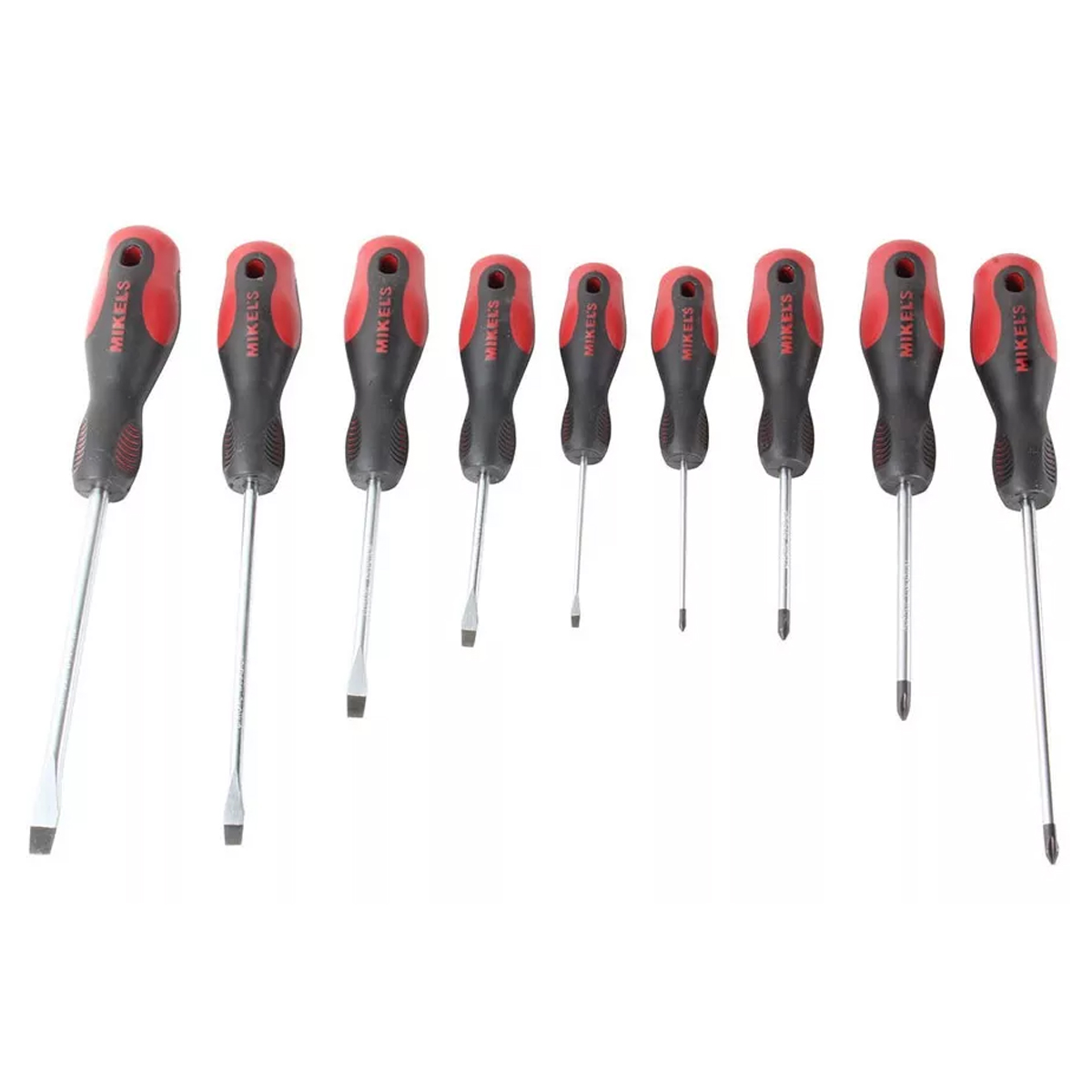 Juego 9 Piezas Desarmadores Mango Bimaterial MIKELS