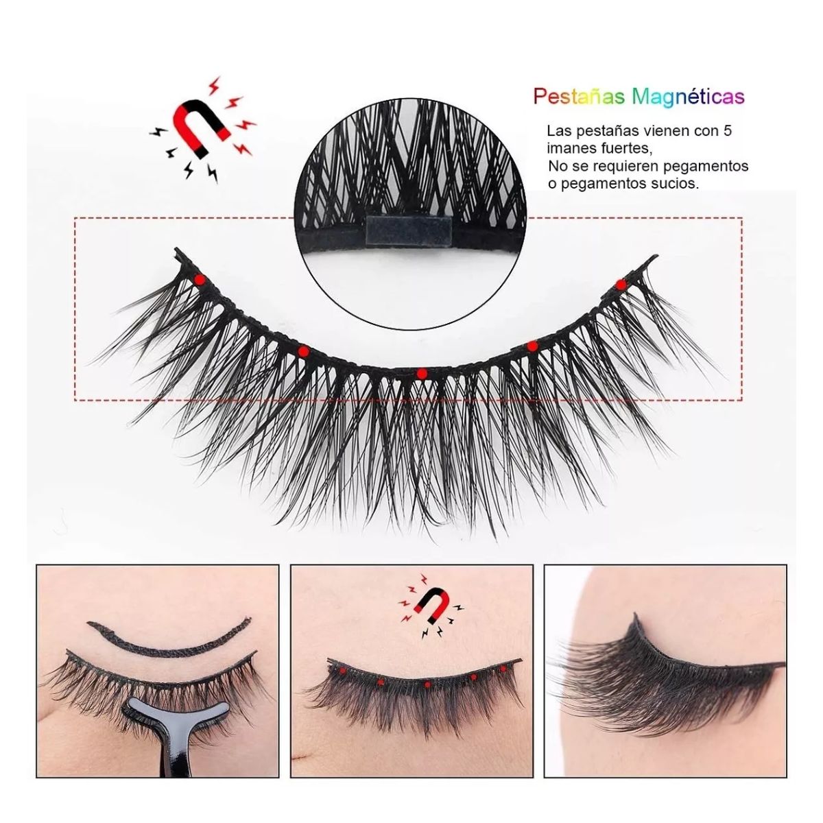 Kit de Pestañas Postizas Magnéticas y Delineador de Ojos Rosa