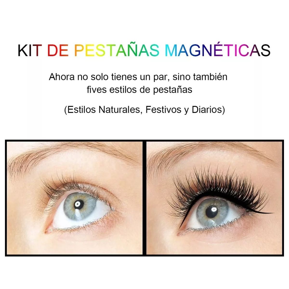 Kit de Pestañas Postizas Magnéticas y Delineador de Ojos Rosa
