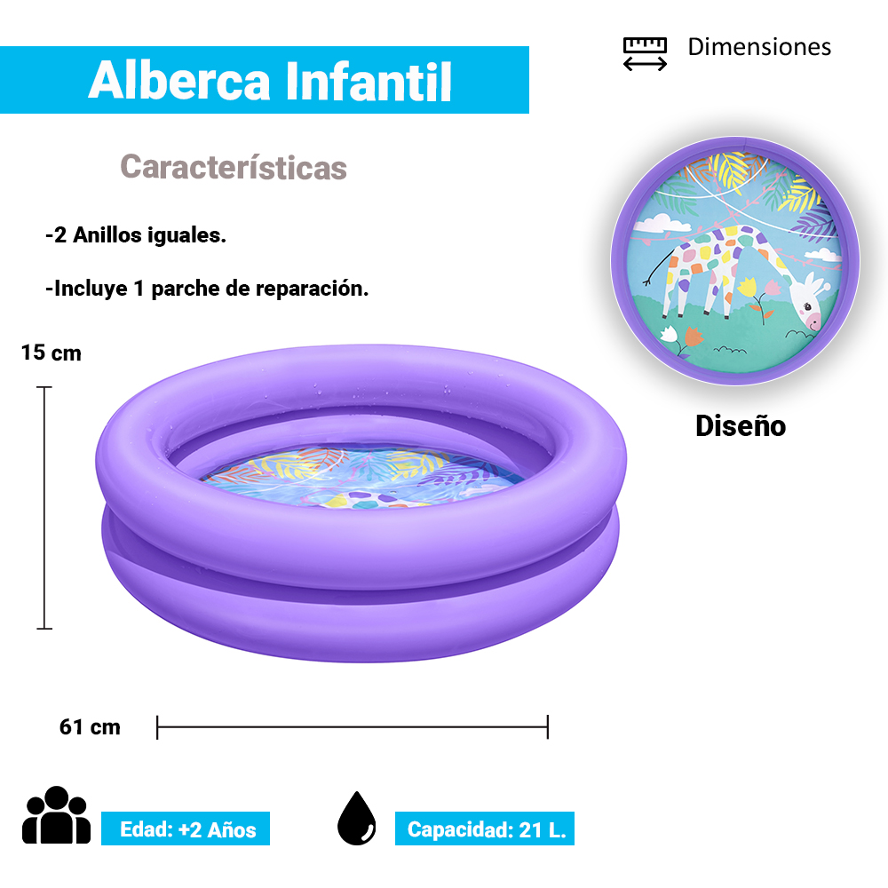 Alberca Inflable Para Bebé Bestway Piscina Diseño Animalitos