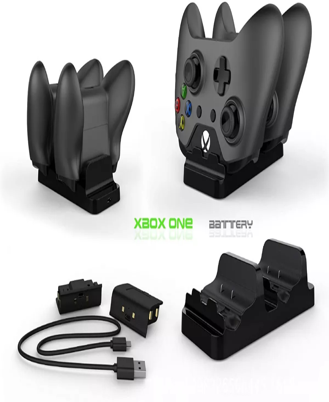 Carga Y Juega Base Cargadora Doble Para Controles Xbox