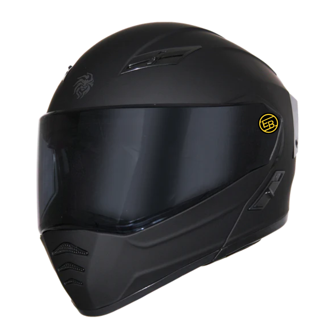 CASCO MOTO ABATIBLE KOV ESTELAR NEGRO MATE (LUZ LED)