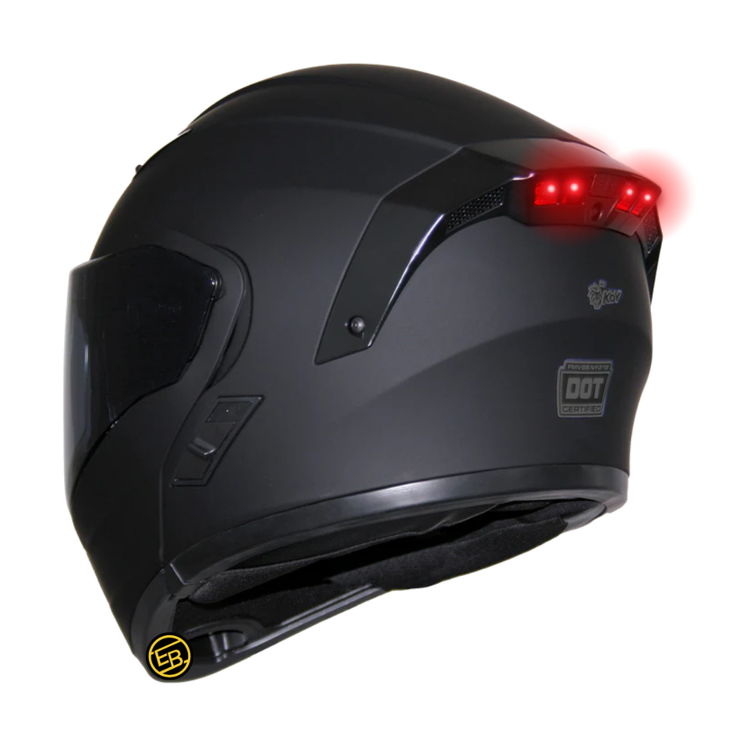 CASCO MOTO ABATIBLE KOV ESTELAR NEGRO MATE (LUZ LED)