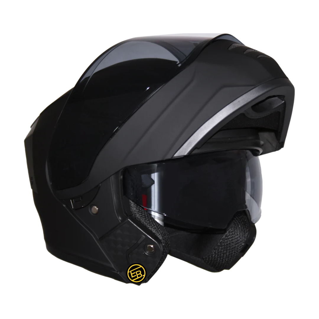 CASCO MOTO ABATIBLE KOV ESTELAR NEGRO MATE (LUZ LED)