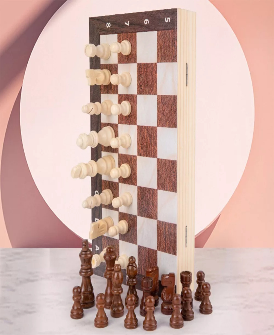  Reloj de pared de madera modelo digital de ajedrez