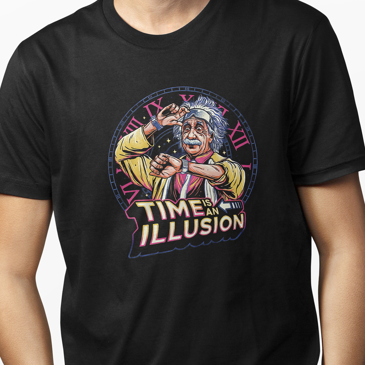 Playera Casual para Hombre Albert Einstein Crossover Negra