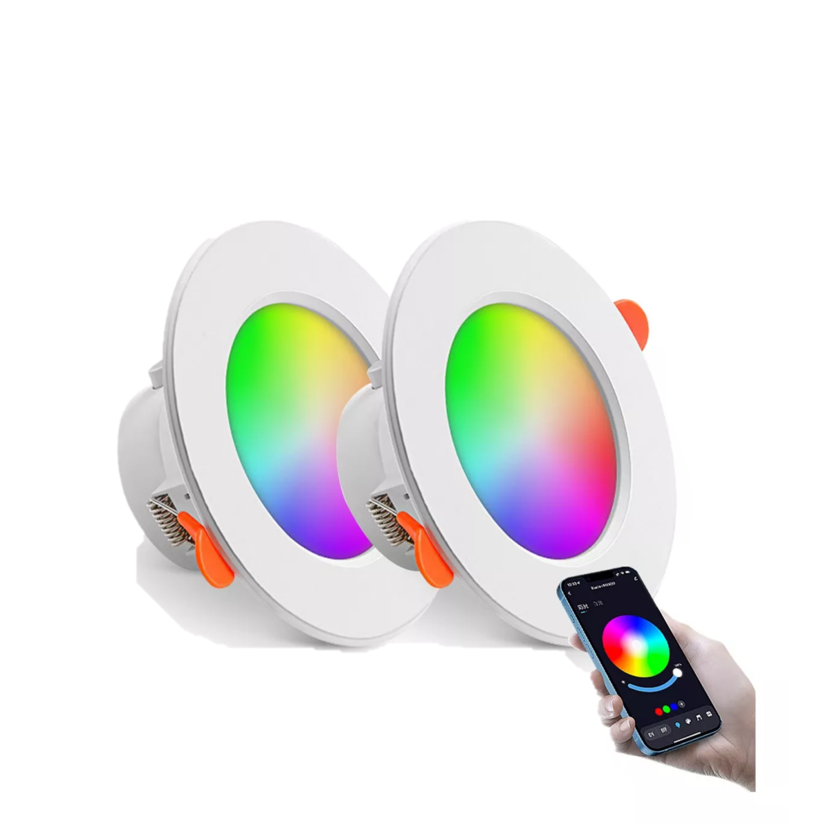 Par Lampara Luz Led De Techo Bluetooth Inteligente Rgb 10w 2pcs