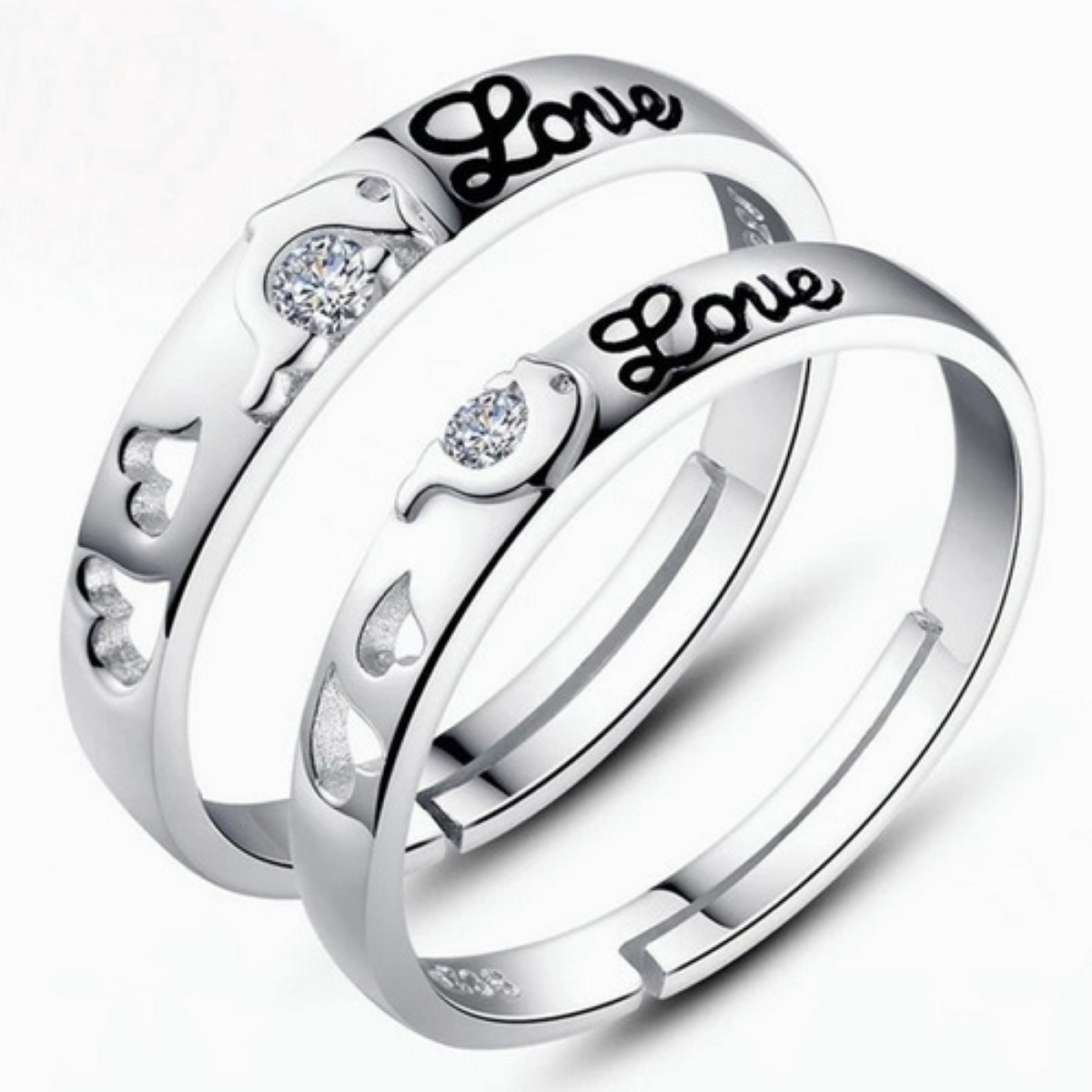 Anillos De Pareja Ajustables Color Plata 6 Piezas