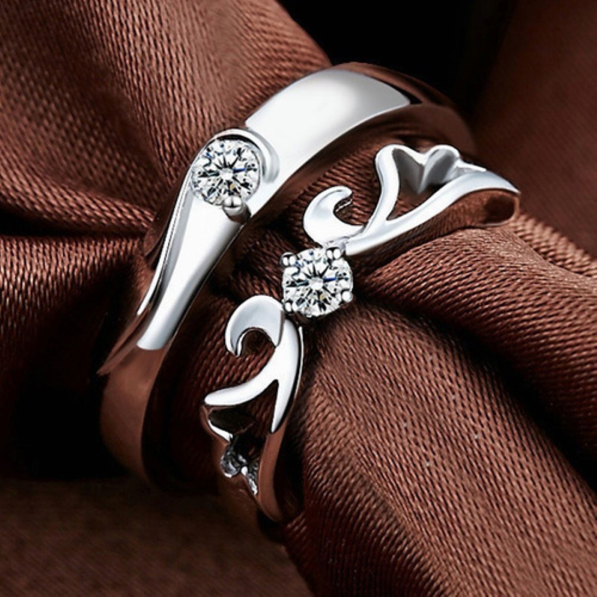 Anillos De Pareja Ajustables Color Plata 6 Piezas