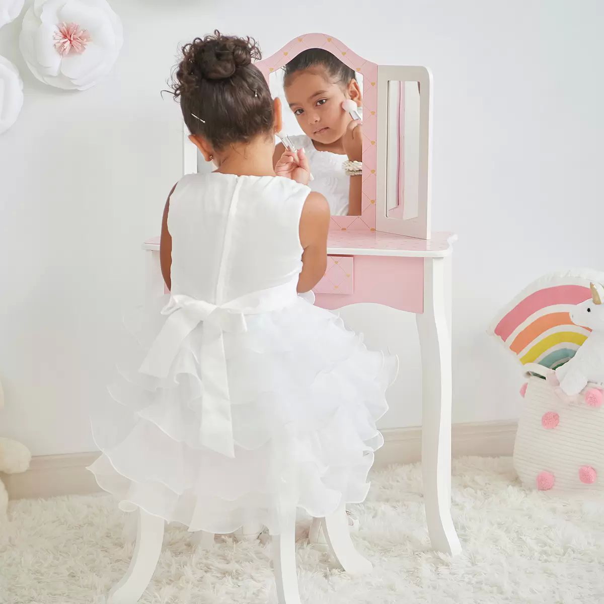 Tocador Infantil Con Taburete Para Niñas