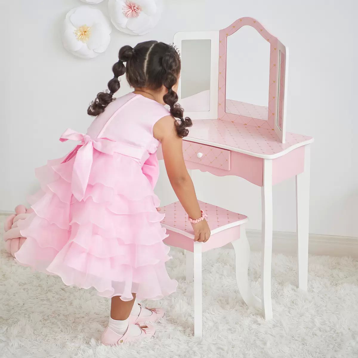 Tocador Infantil Con Taburete Para Niñas