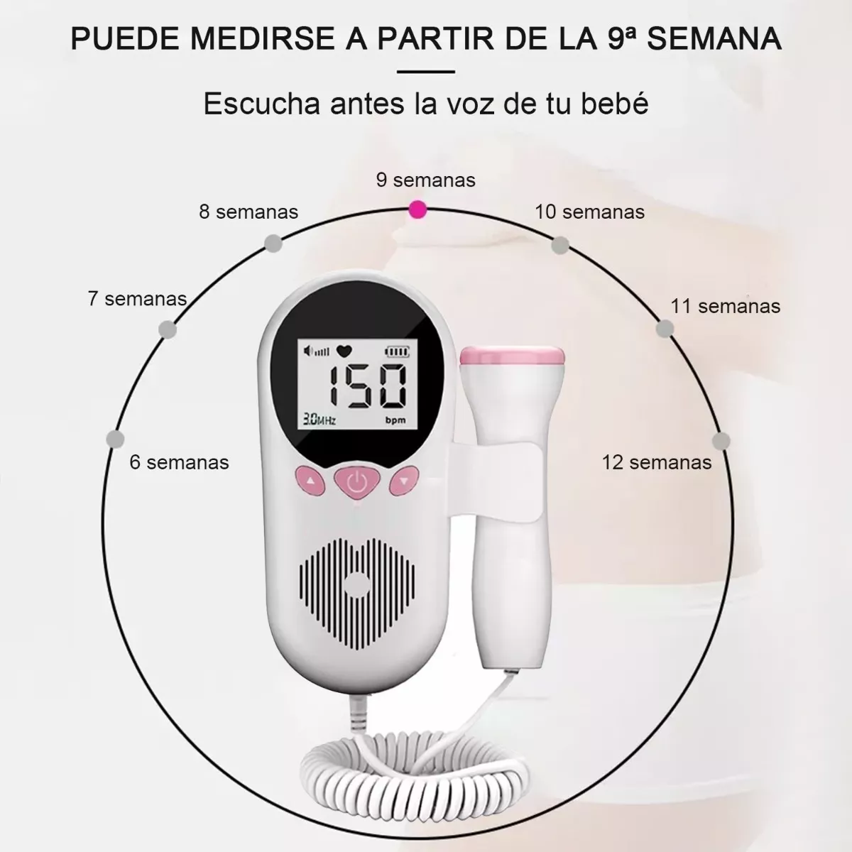 Detector Doppler De Frecuencia Cardíaca Fetal, Portátil