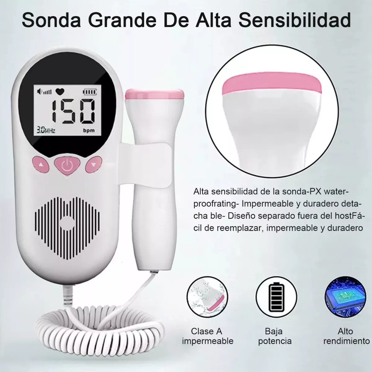 Detector Doppler De Frecuencia Cardíaca Fetal, Portátil