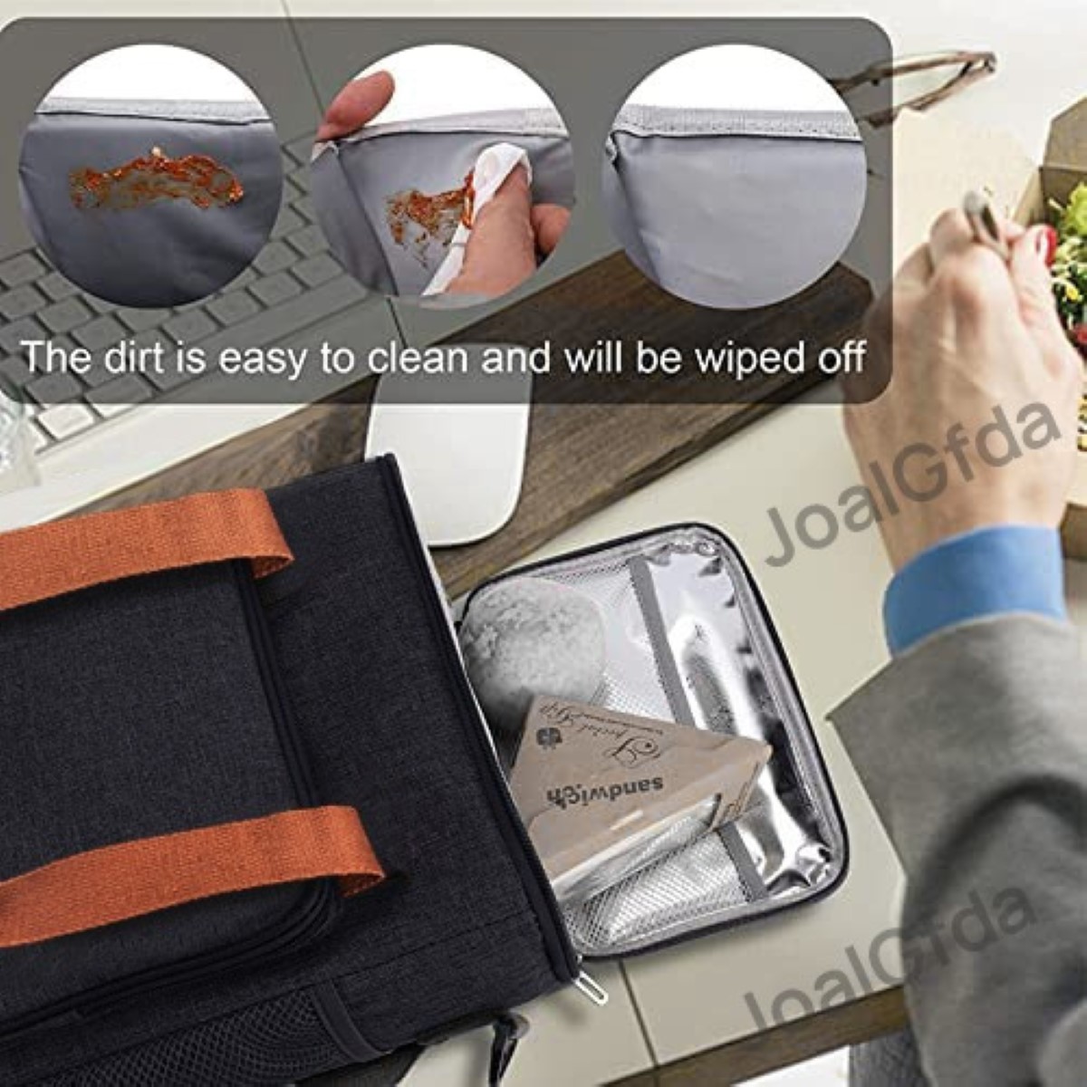 Lonchera Térmica De Gran Capacidad Con Correas P/hombro Negro Cintas Marron