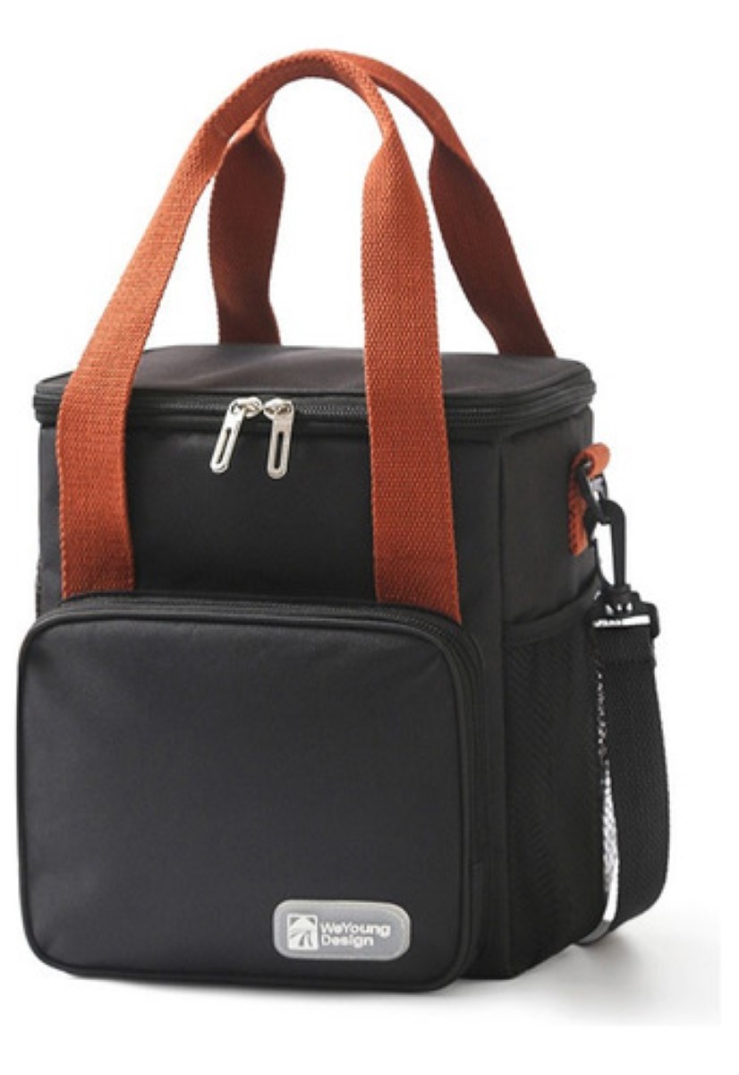 Lonchera Térmica De Gran Capacidad Con Correas P/hombro Negro Cintas Marron