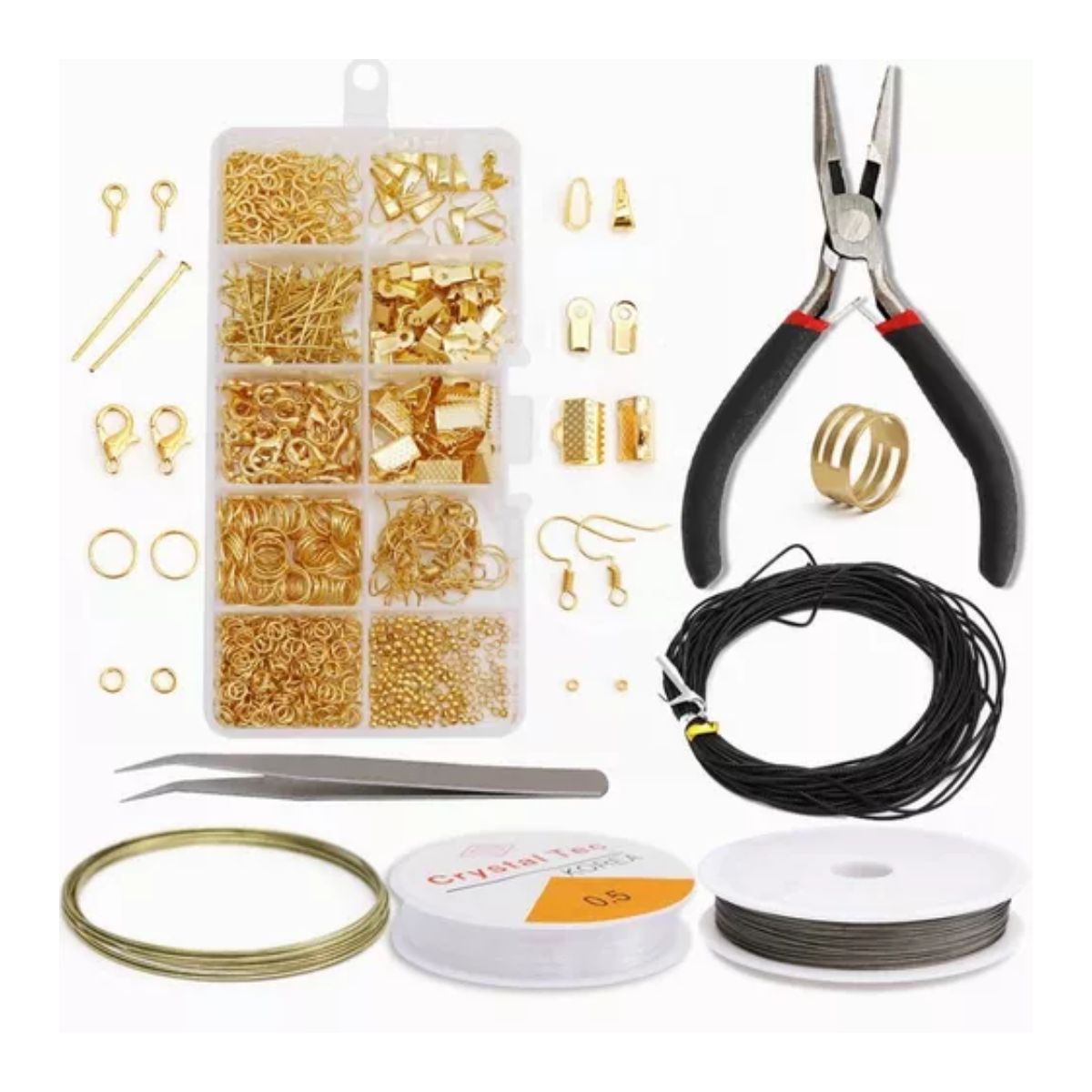 1128pcs Bisuteria Kit Para Hacer Aretes Gancho Joyerías Dorado