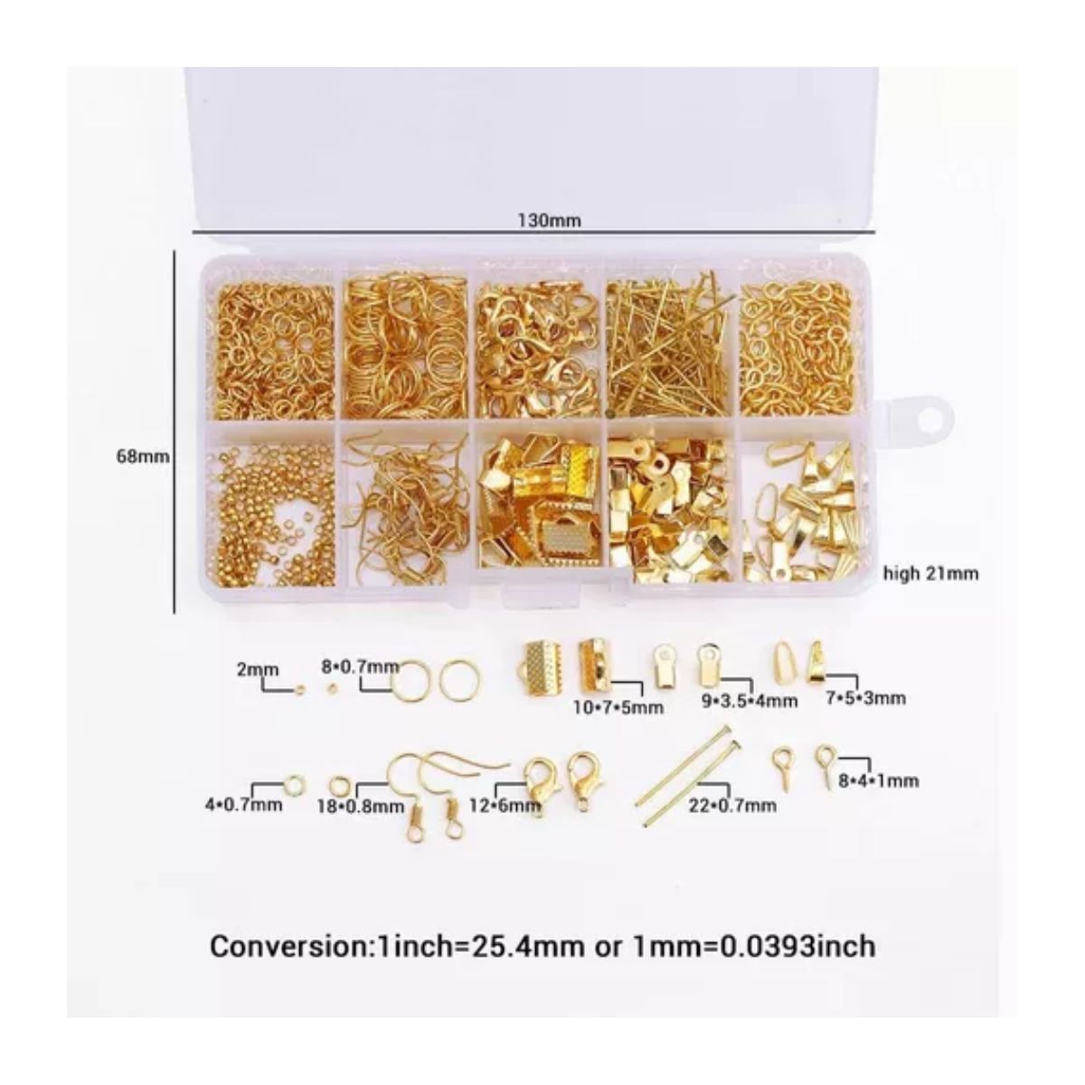1128pcs Bisuteria Kit Para Hacer Aretes Gancho Joyerías Dorado