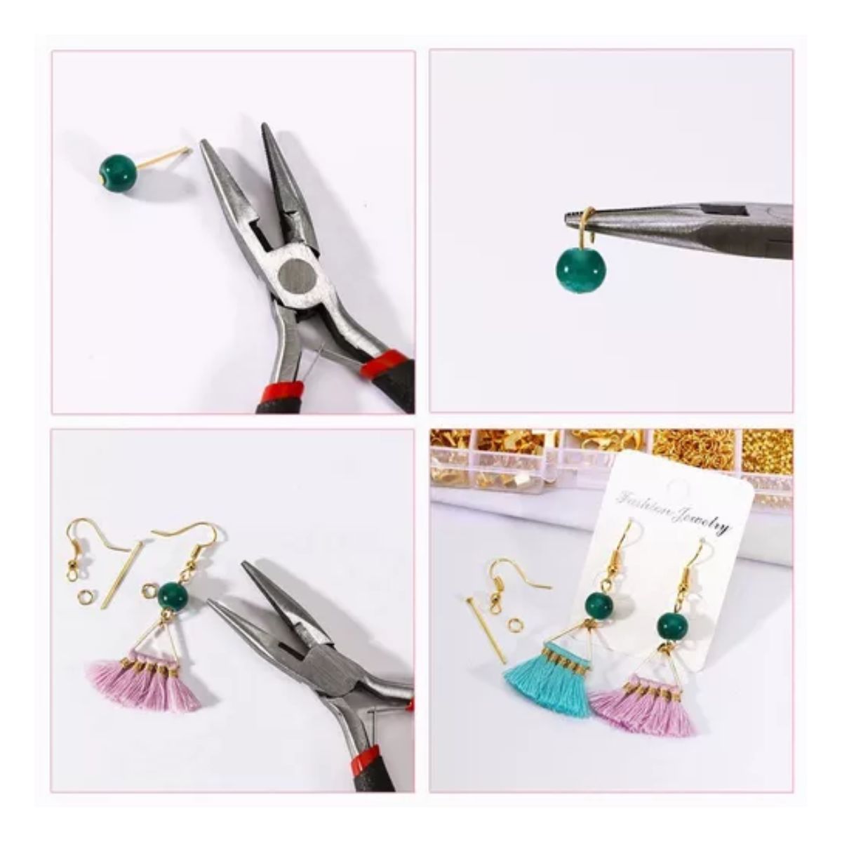 1128pcs Bisuteria Kit Para Hacer Aretes Gancho Joyerías Dorado