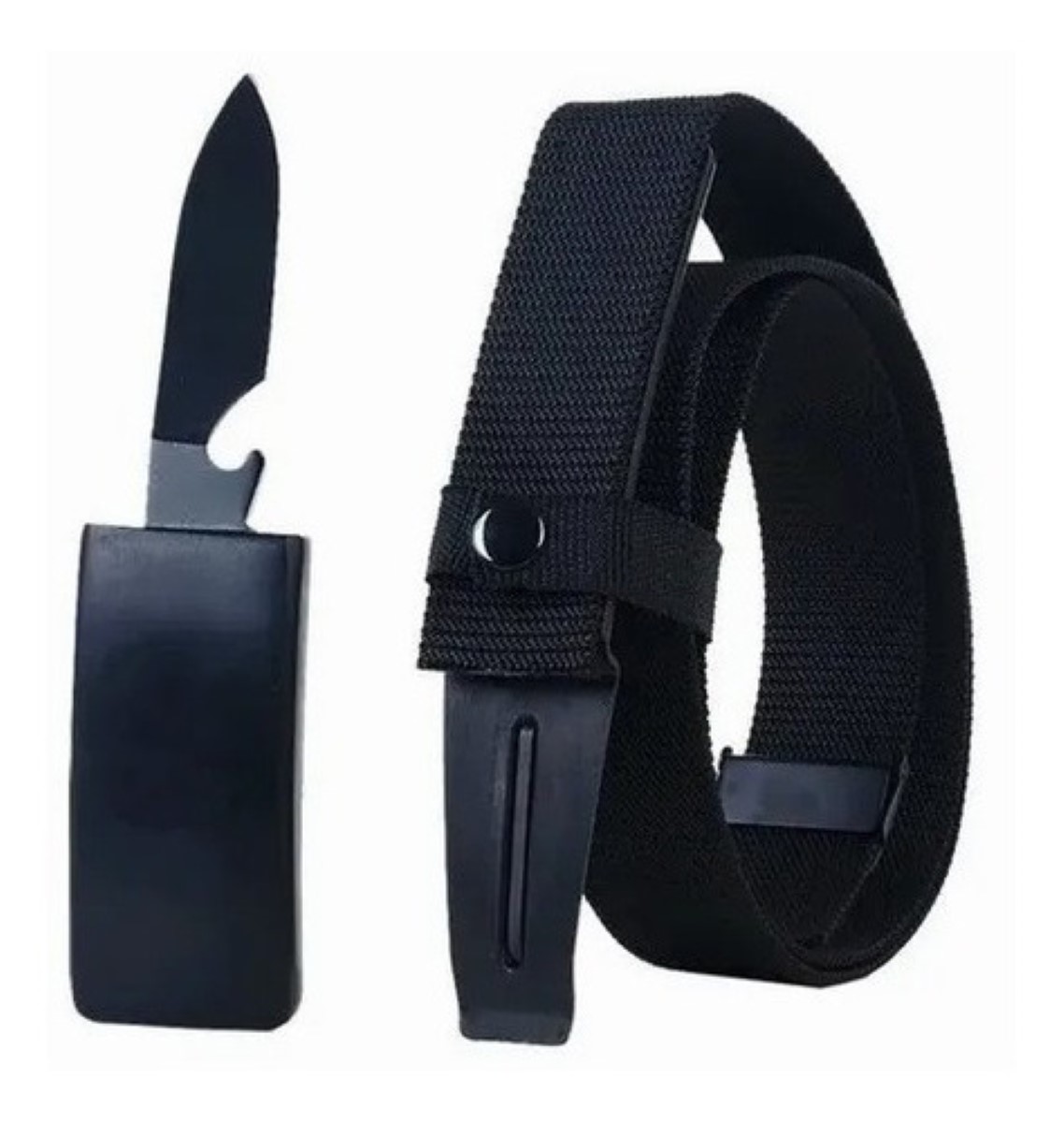 Cinturon Tactico Cuchillo Oculto Daga Sobre Hebilla Defensa Negro
