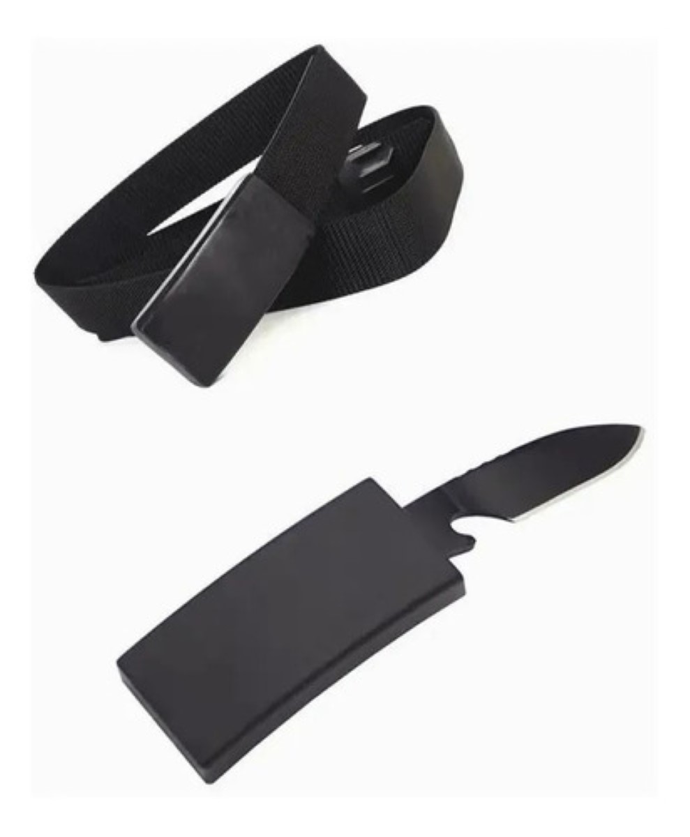 Cinturon Tactico Cuchillo Oculto Daga Sobre Hebilla Defensa Negro