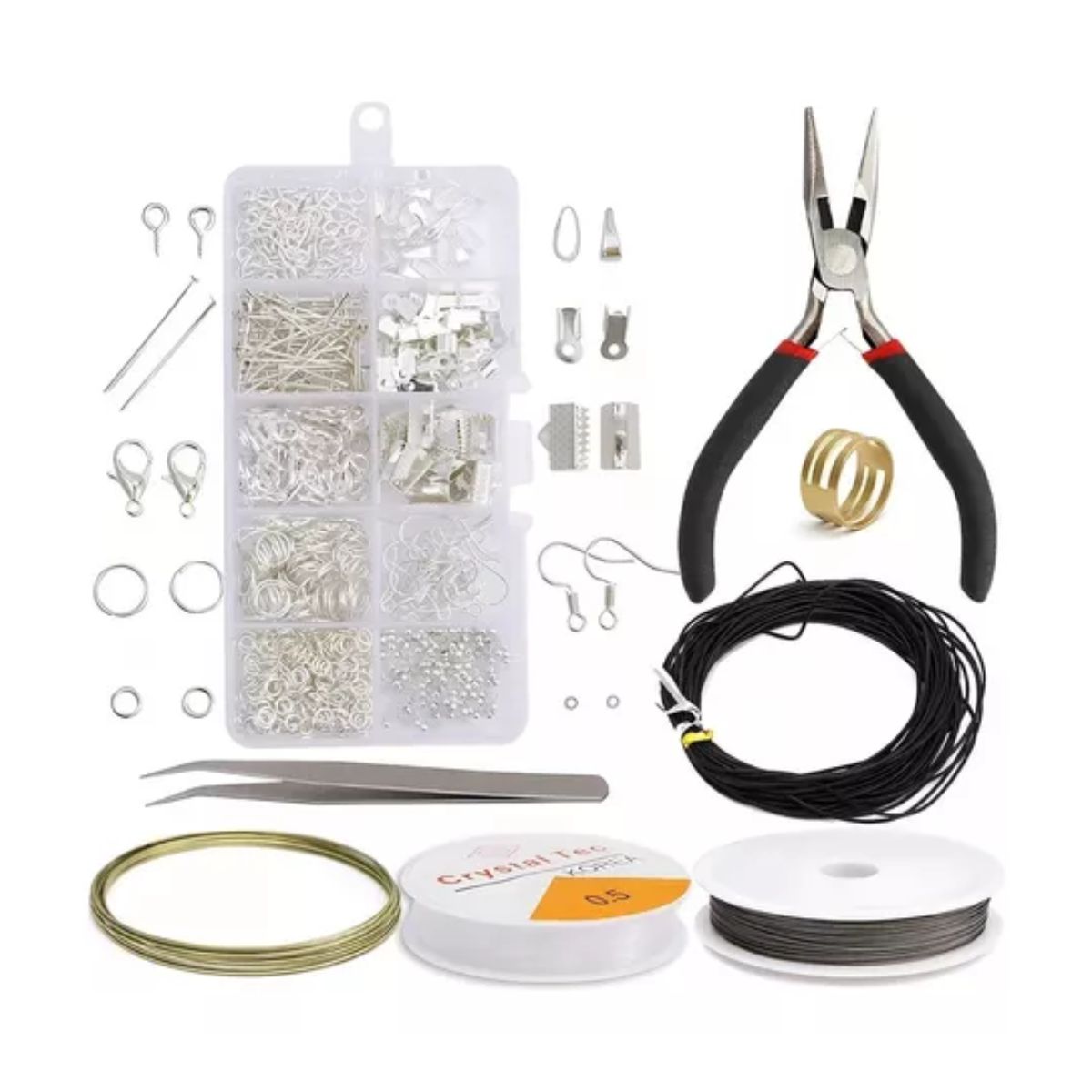 Kit De Bisutería Para Hacer Aretes, Joyas, 712 Piezas Plata