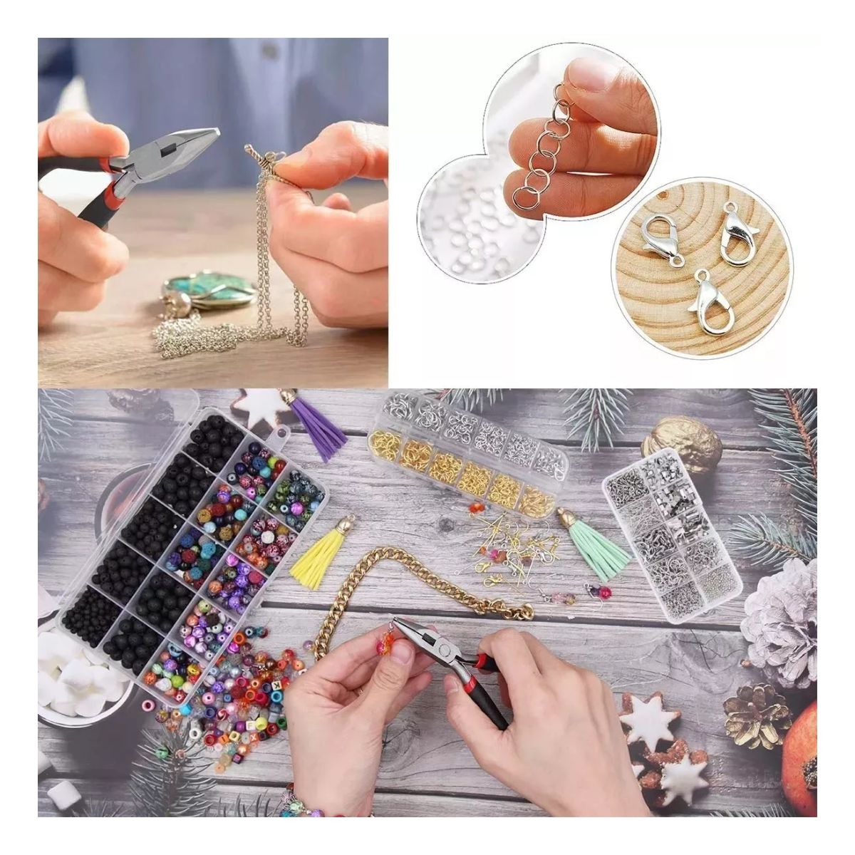 Kit De Bisutería Para Hacer Aretes, Joyas, 712 Piezas Plata