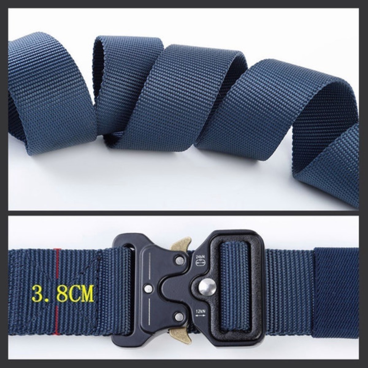 Cinturón Ajustable Táctico + Riñonera Y Hebilla De Senderism Azul Marino