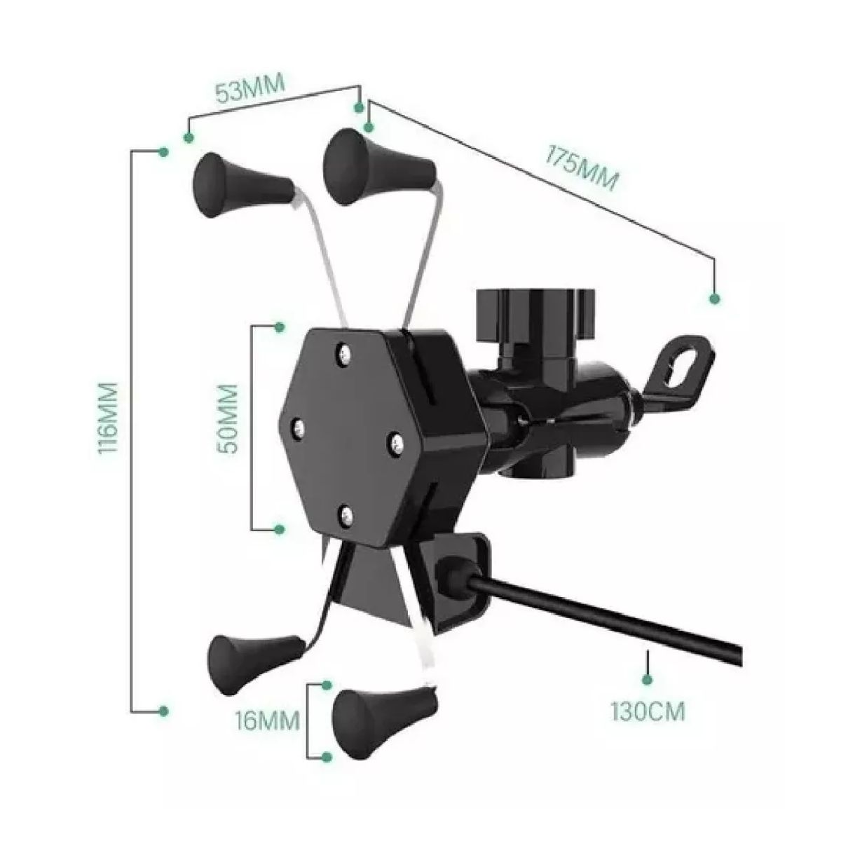 Base soporte para moto y cargador USB