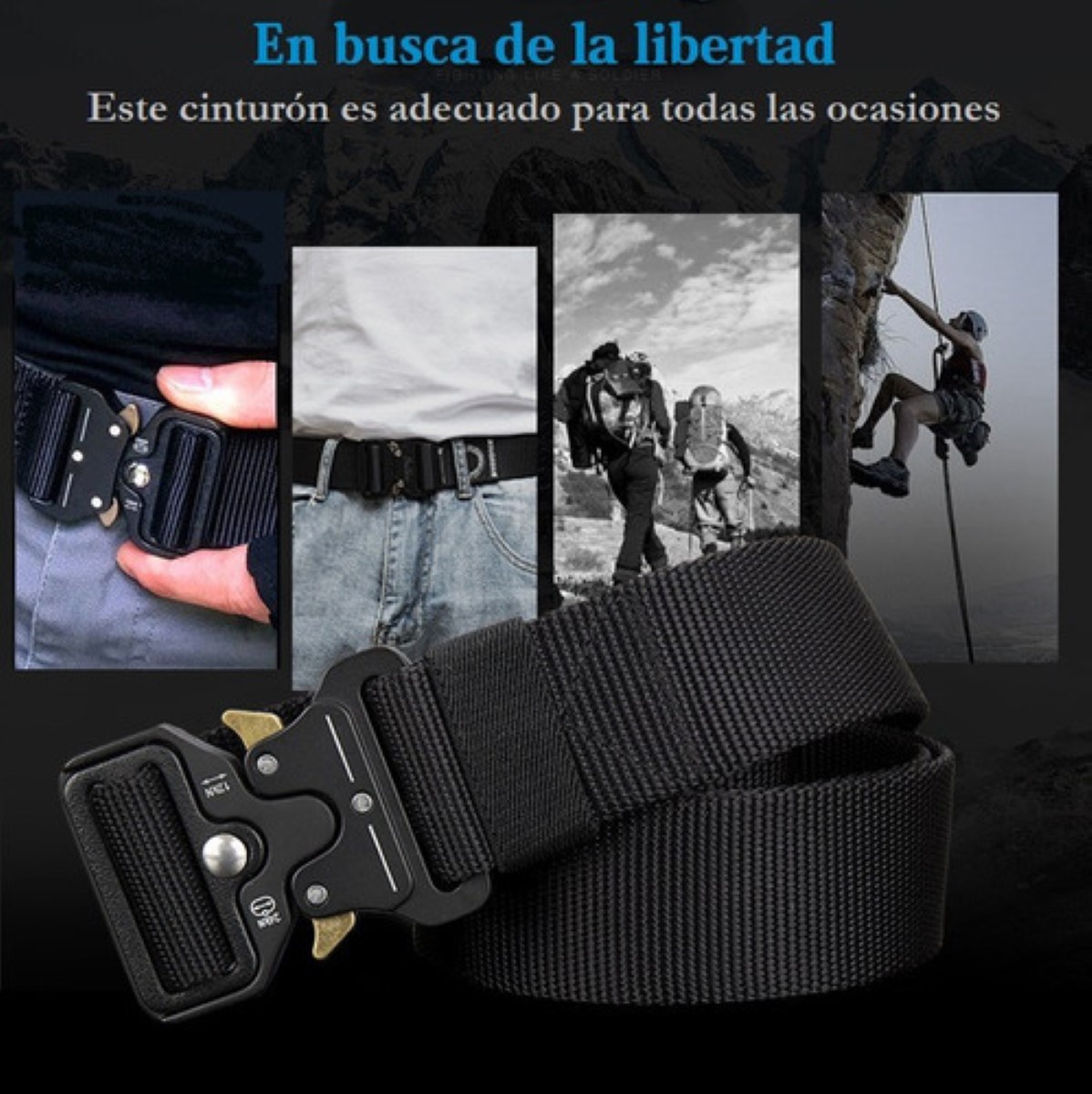 2pzs Cinturones Táctico Ajustable Moda Calidad Cinto Militar Negro + Verde militar Talla 125