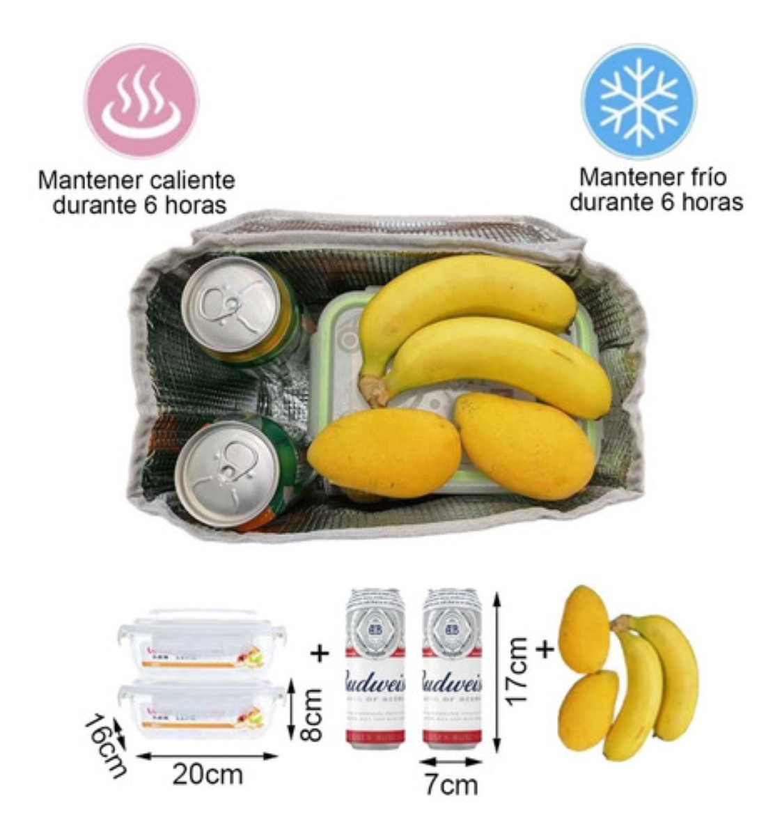 Bolsa Lonchera Térmica Para Trabajo Escolares Hombre Y Mujer Rojo Fuerte