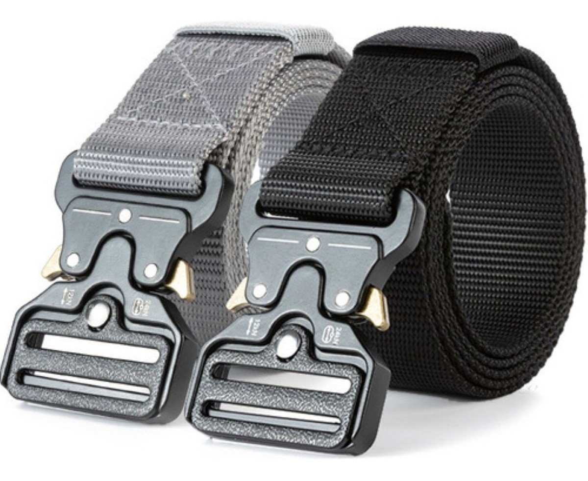 2pzs Cinturones Táctico Ajustable Moda Calidad Cinto Militar Negro + Gris 125 cm 