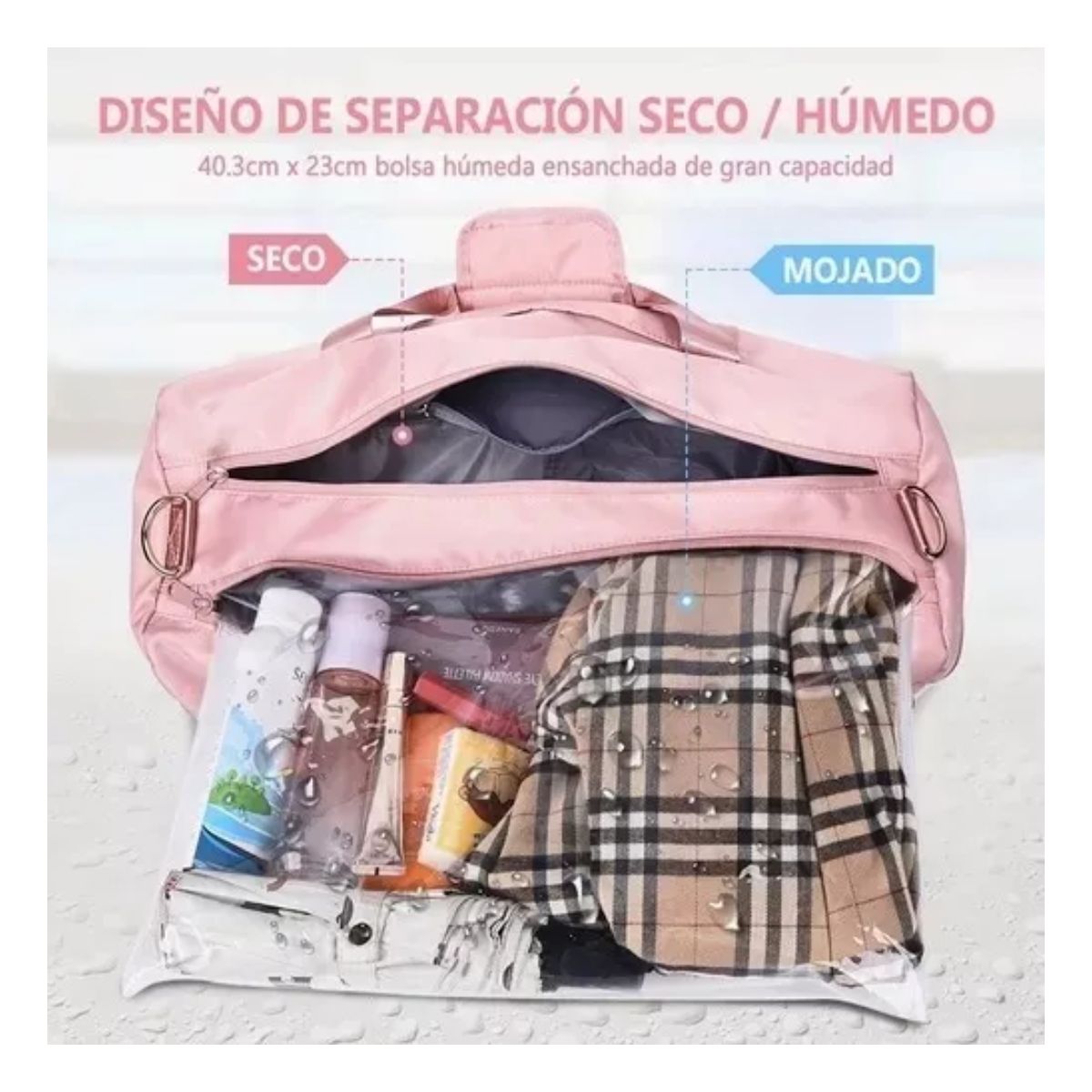 Bolso de viaje maleta para deportes Rosa