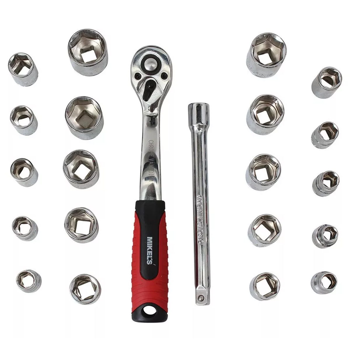 Juego 22 Piezas Dados Con Matraca 3 8 Pulgadas MIKELS