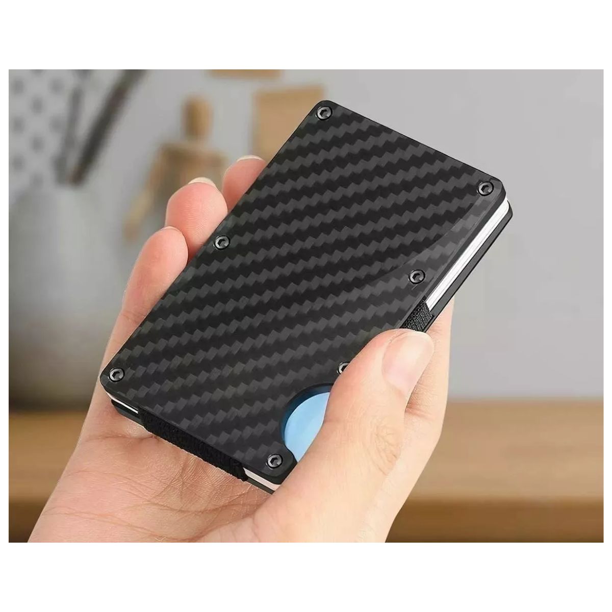 Cartera Rfid tarjetero Fibra de carbono Negro