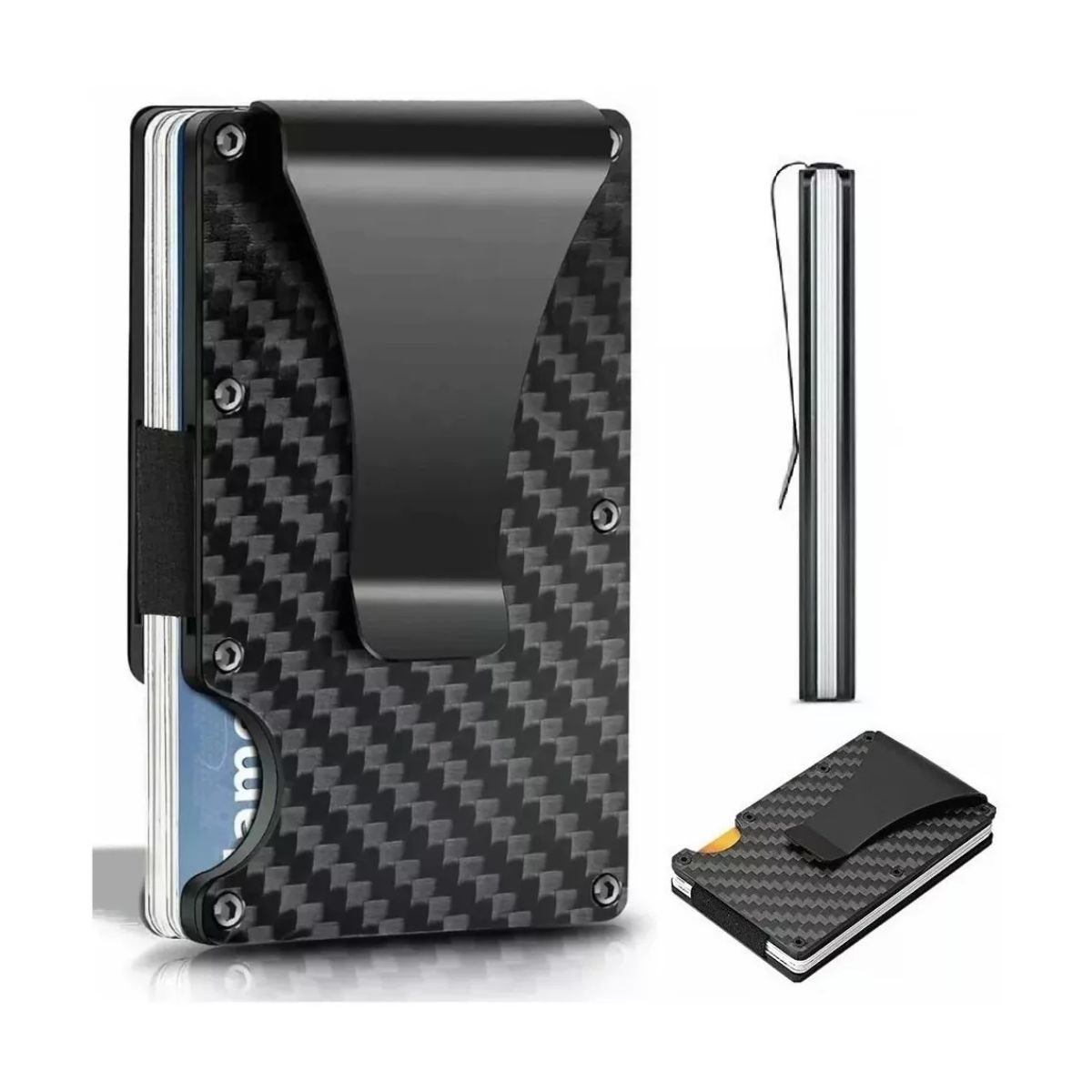 Cartera Rfid tarjetero Fibra de carbono Negro