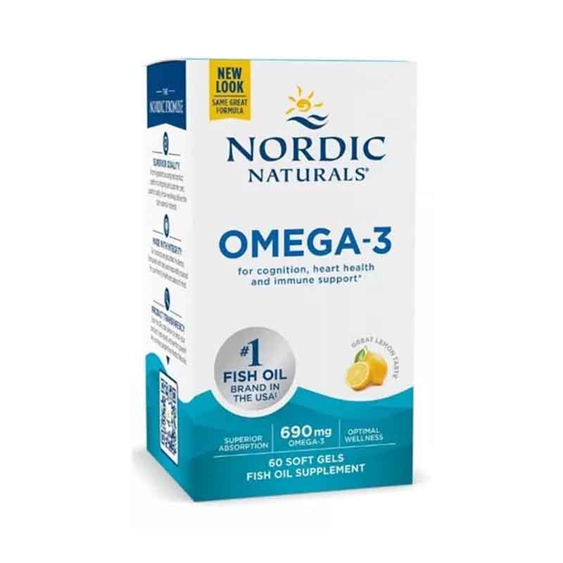 Omega 3 Fish Oil 690mg Nordic Naturals 60 softgels + Epa + Dha 