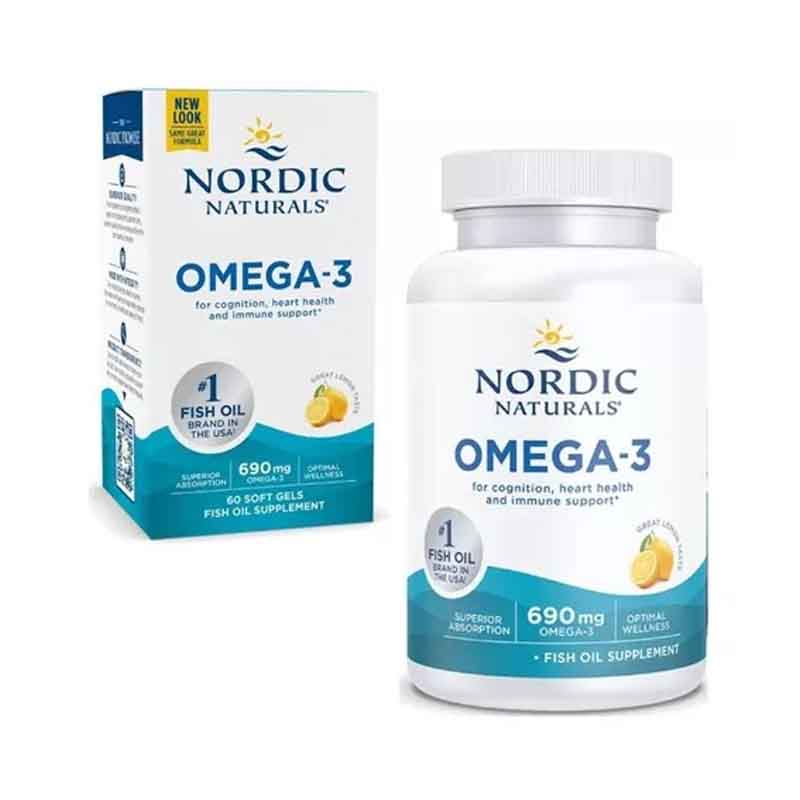 Omega 3 Fish Oil 690mg Nordic Naturals 60 softgels + Epa + Dha 