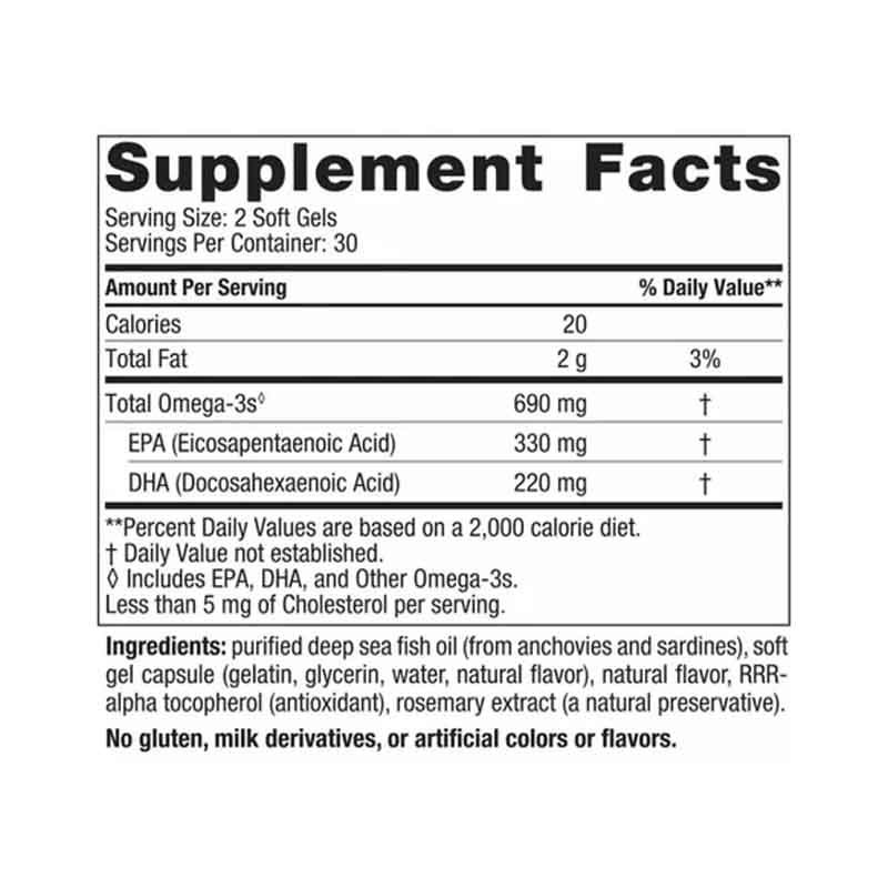 Omega 3 Fish Oil 690mg Nordic Naturals 60 softgels + Epa + Dha 