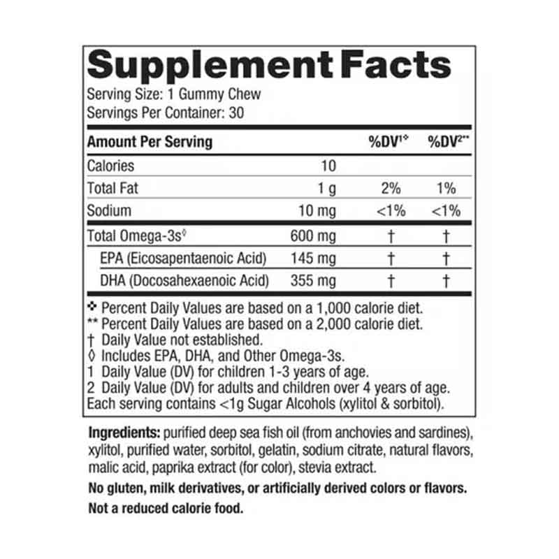 Omega 3 Nordic Naturals 600mg Niños Gomitas sabor Fresa Salud Ocular Niños