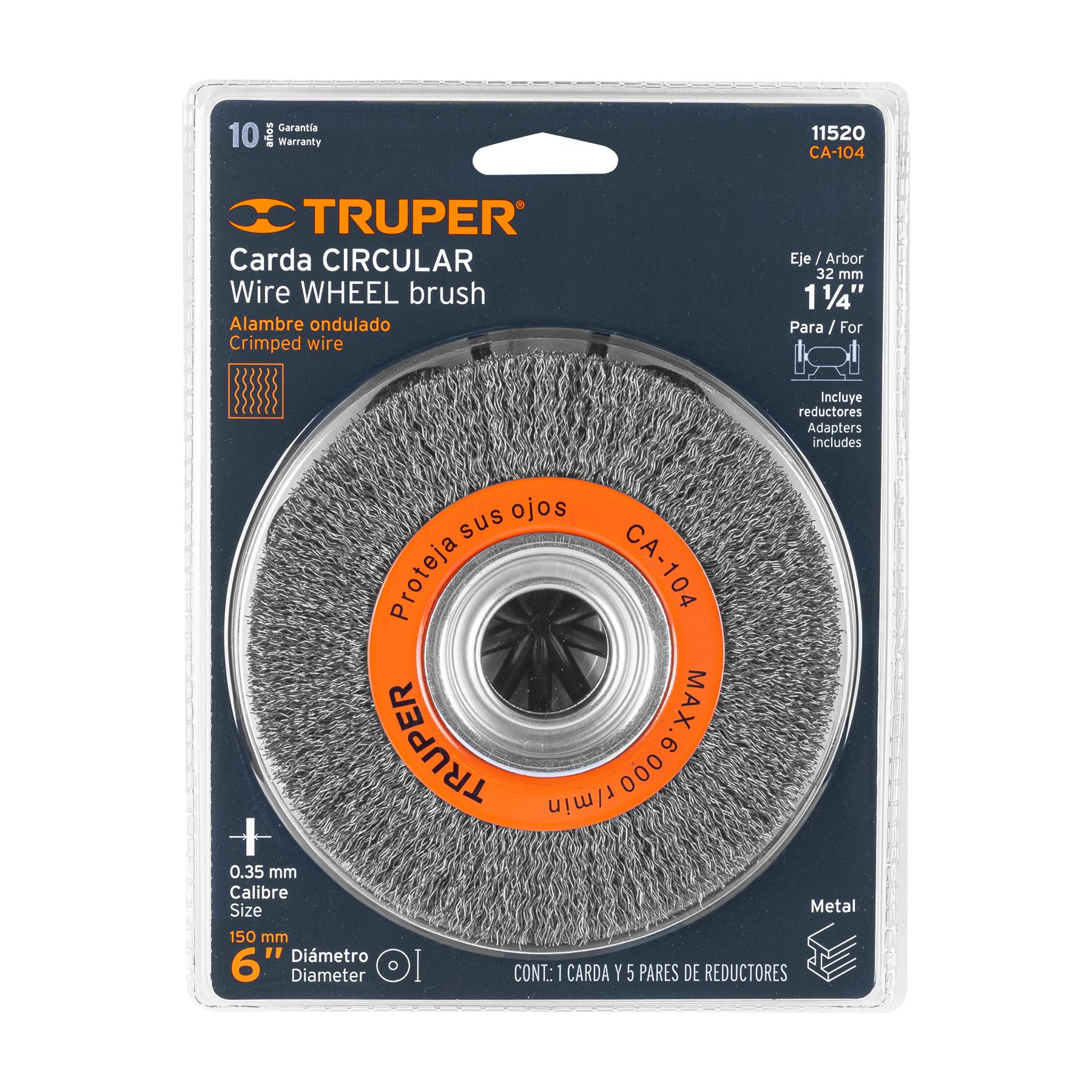 CARDA ALAMBRE ONDULADO 6" X 3/4" PARA ESMERIL, TRUPER 11520