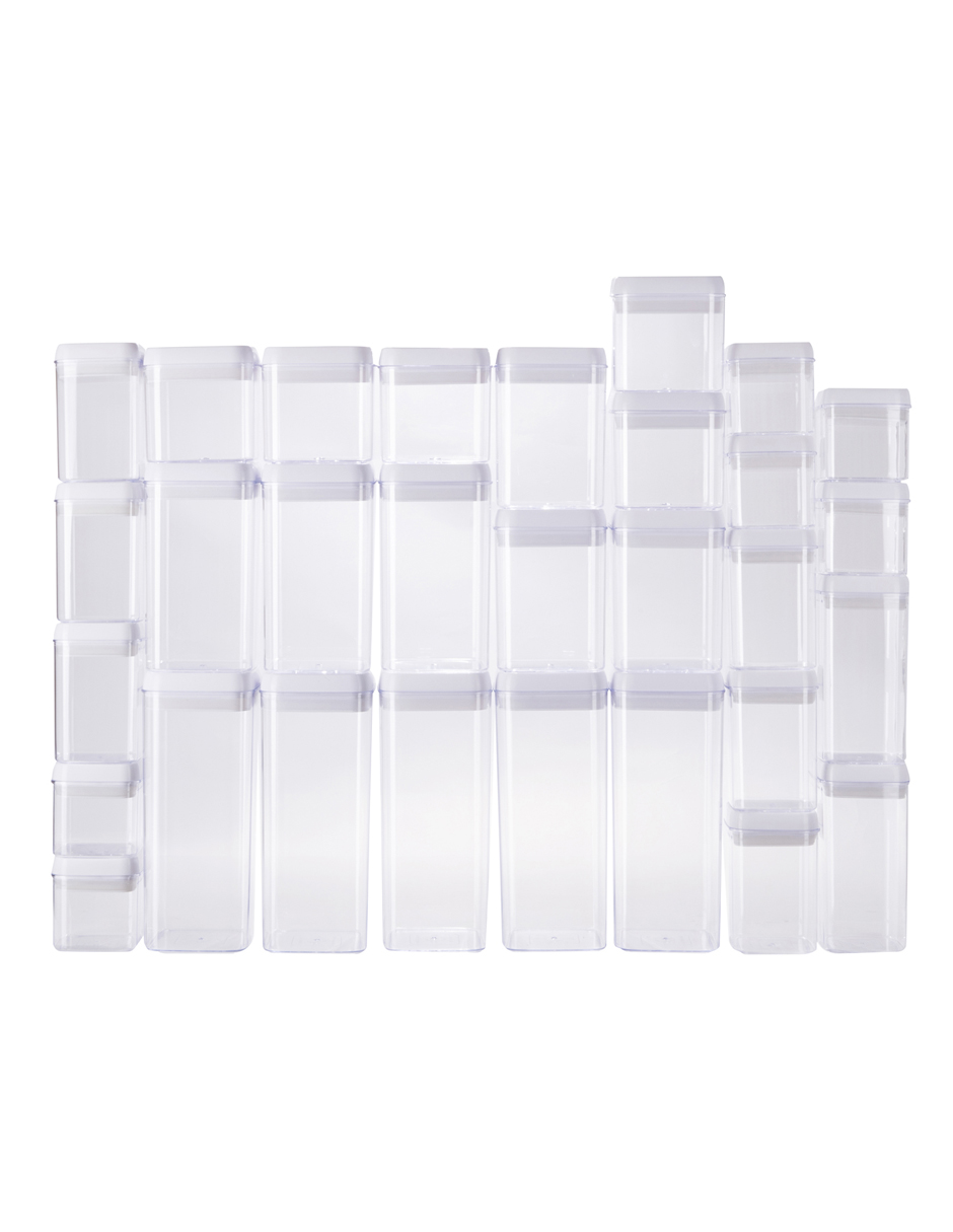 AGBOX Set De 30 Contenedores Para Cocina Con Tapa Hermética Blanca AG-BOT30B.