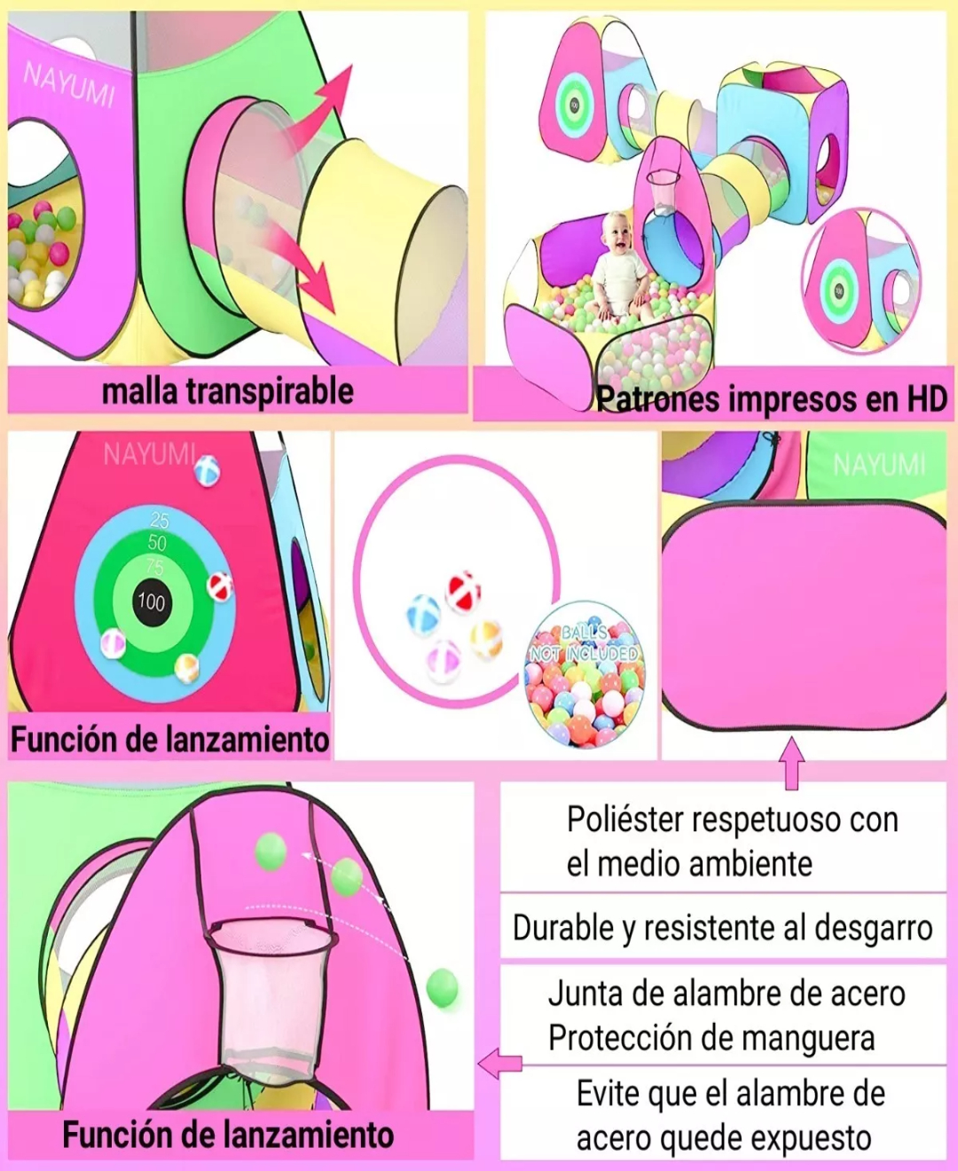 Tienda Casita Castillo Carpa Con 2 Túneles Para Niños 5 En 1