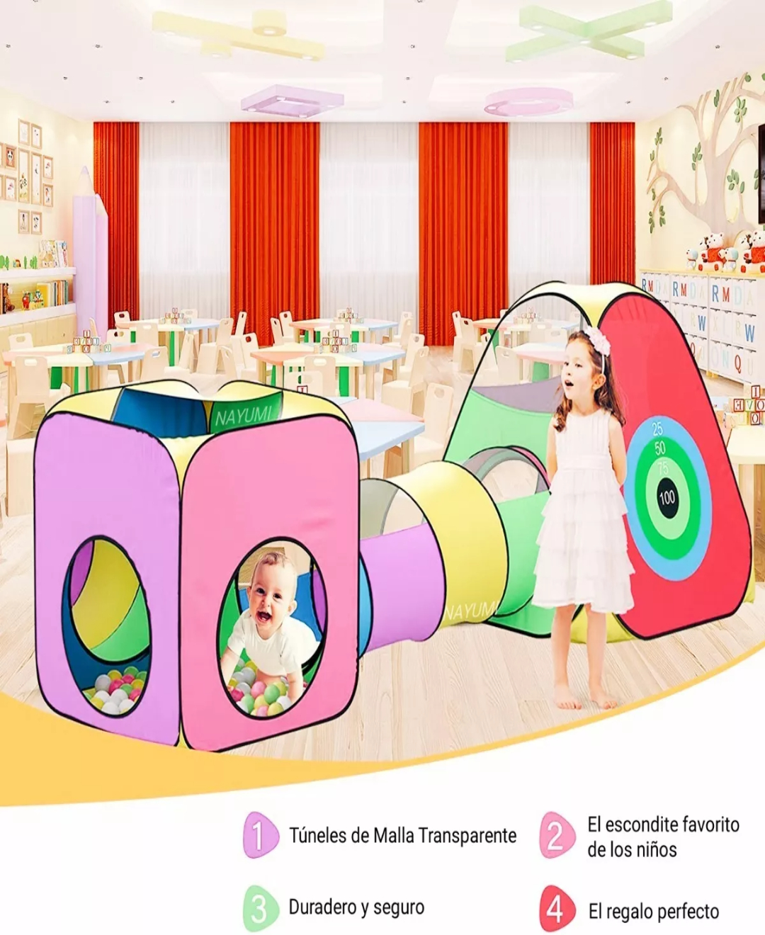 Tienda Casita Castillo Carpa Con 2 Túneles Para Niños 5 En 1