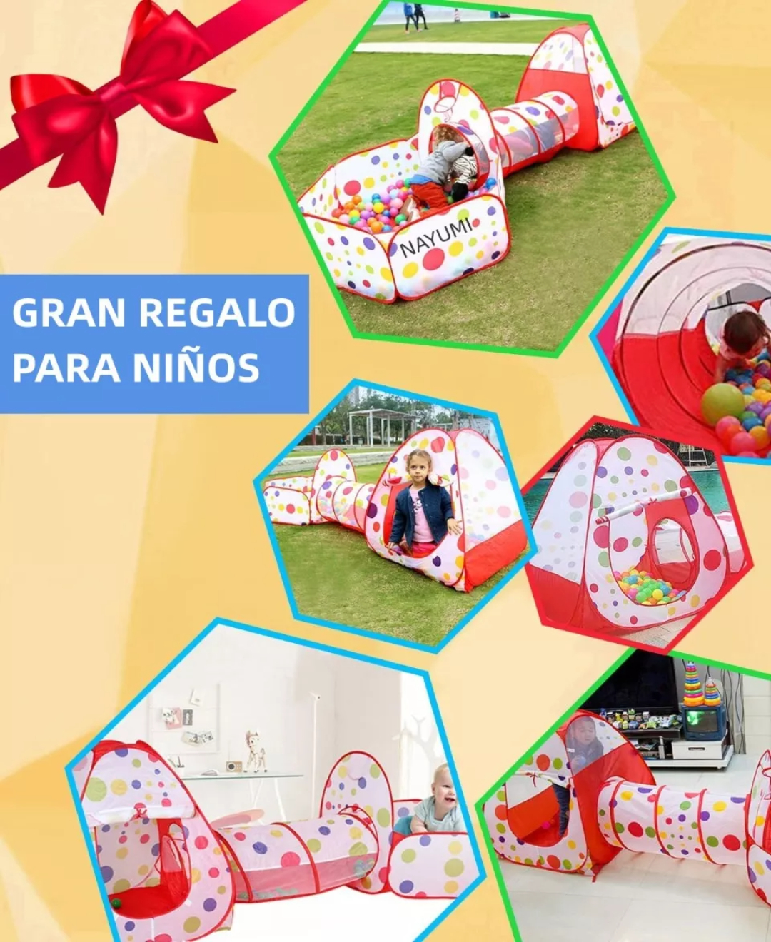 Casita Carpa Tunel Para Niños 3 En 1 Gimnasio Plegable Bebes