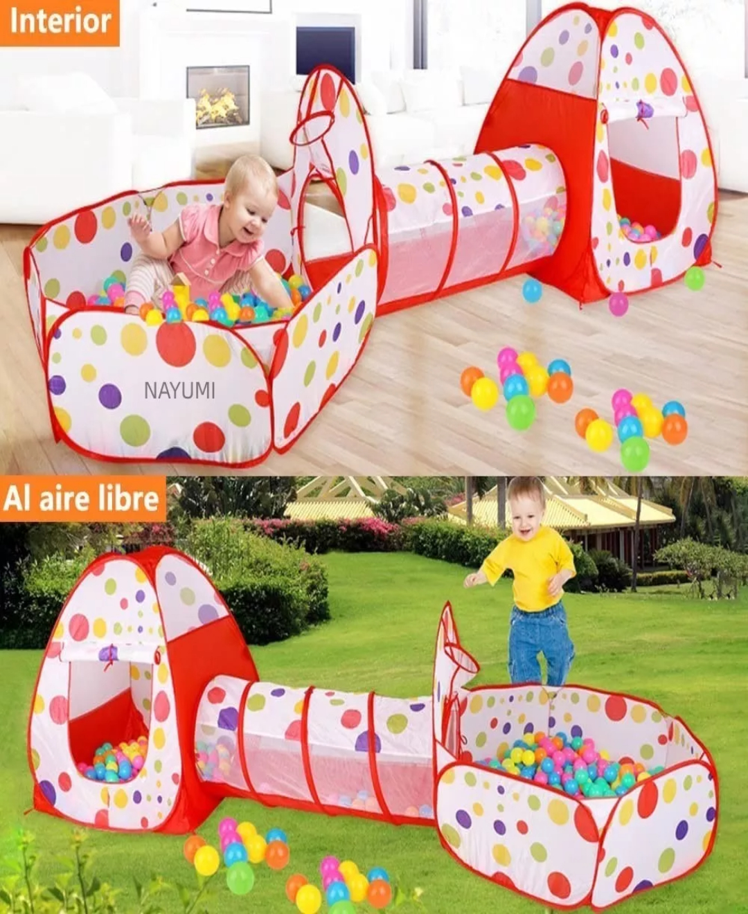 Casita Carpa Tunel Para Niños 3 En 1 Gimnasio Plegable Bebes