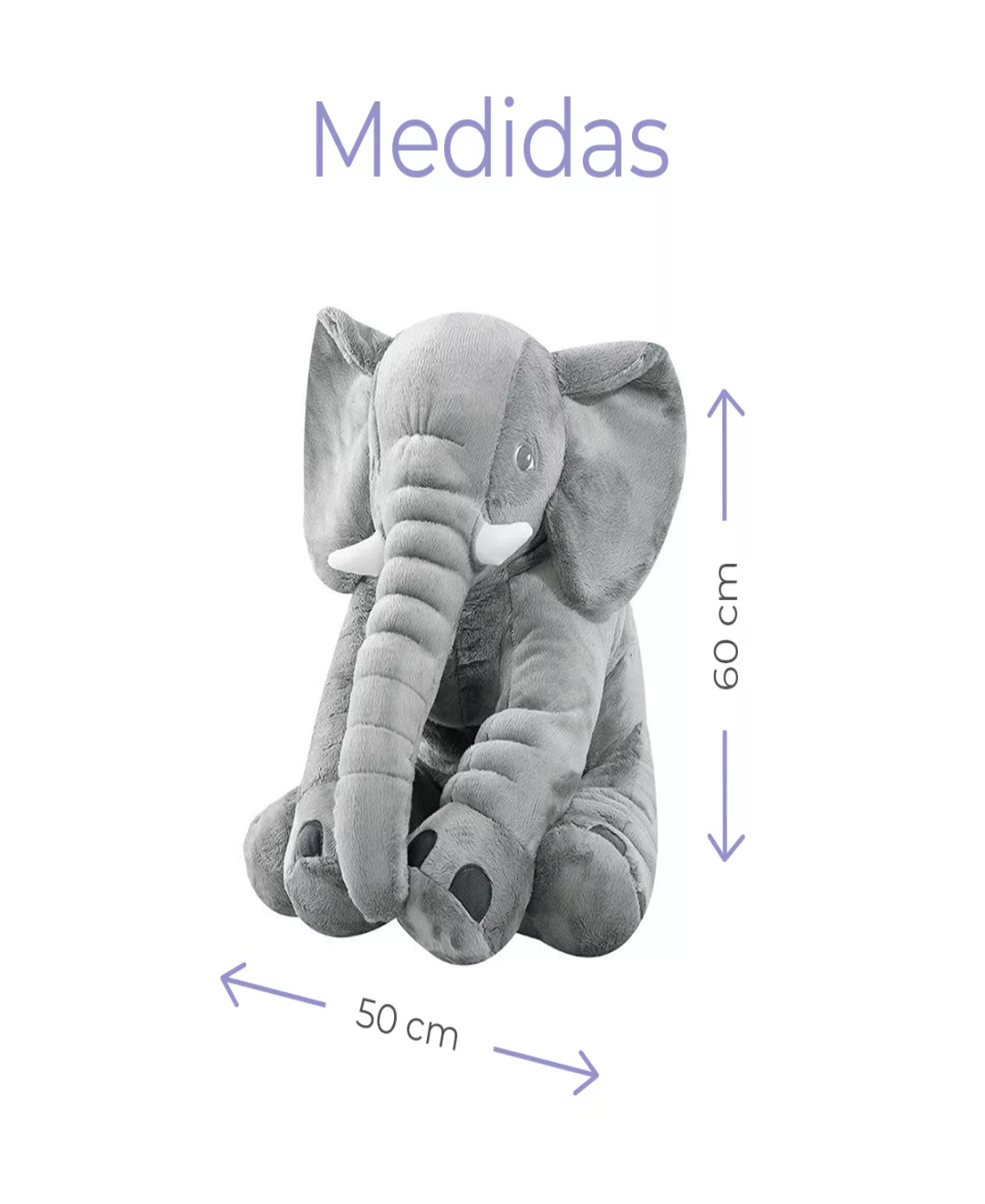 Peluche Grande Elefante Almohada Juguete Niños Y Bebes 60cm